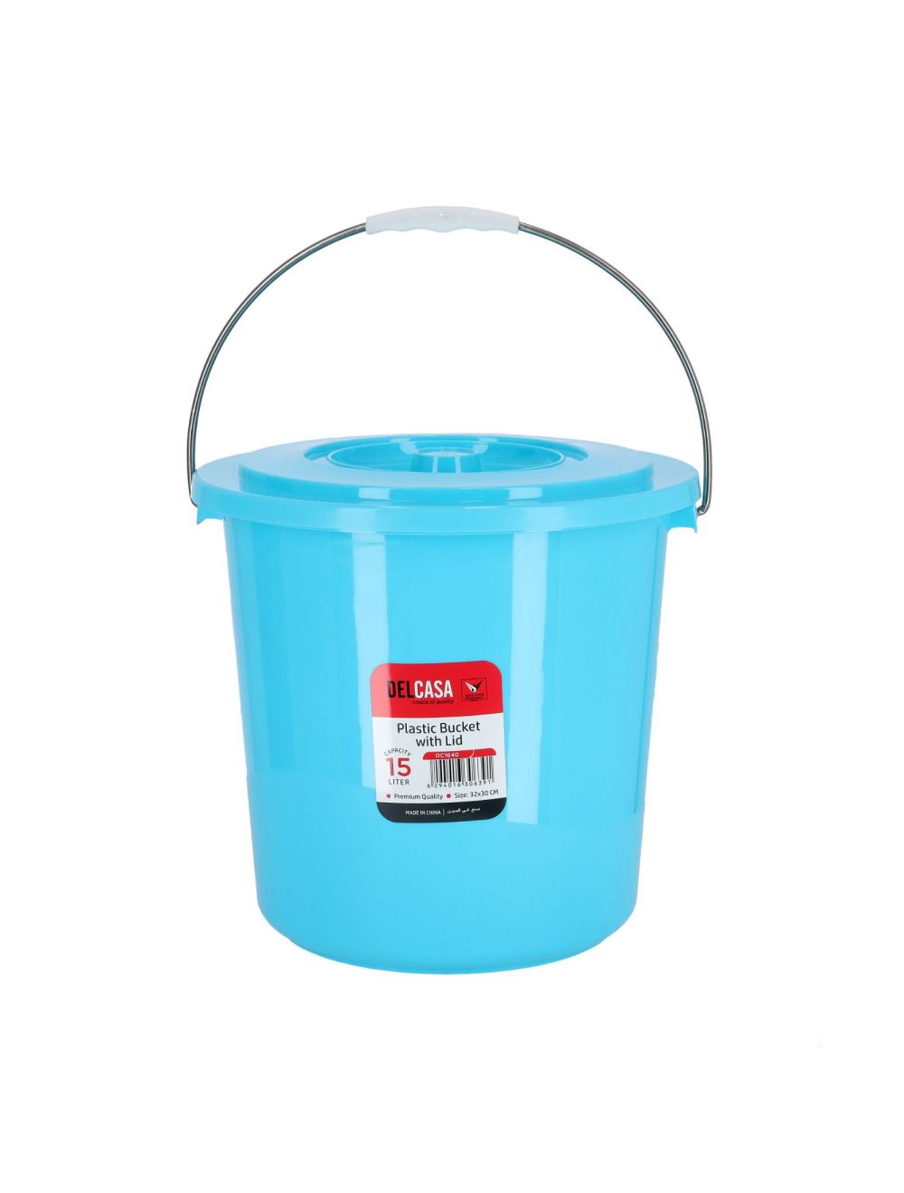 Delcasa 15Ltr Plastic Bucket with Lid - Strong Handle- Red- 15 Liter