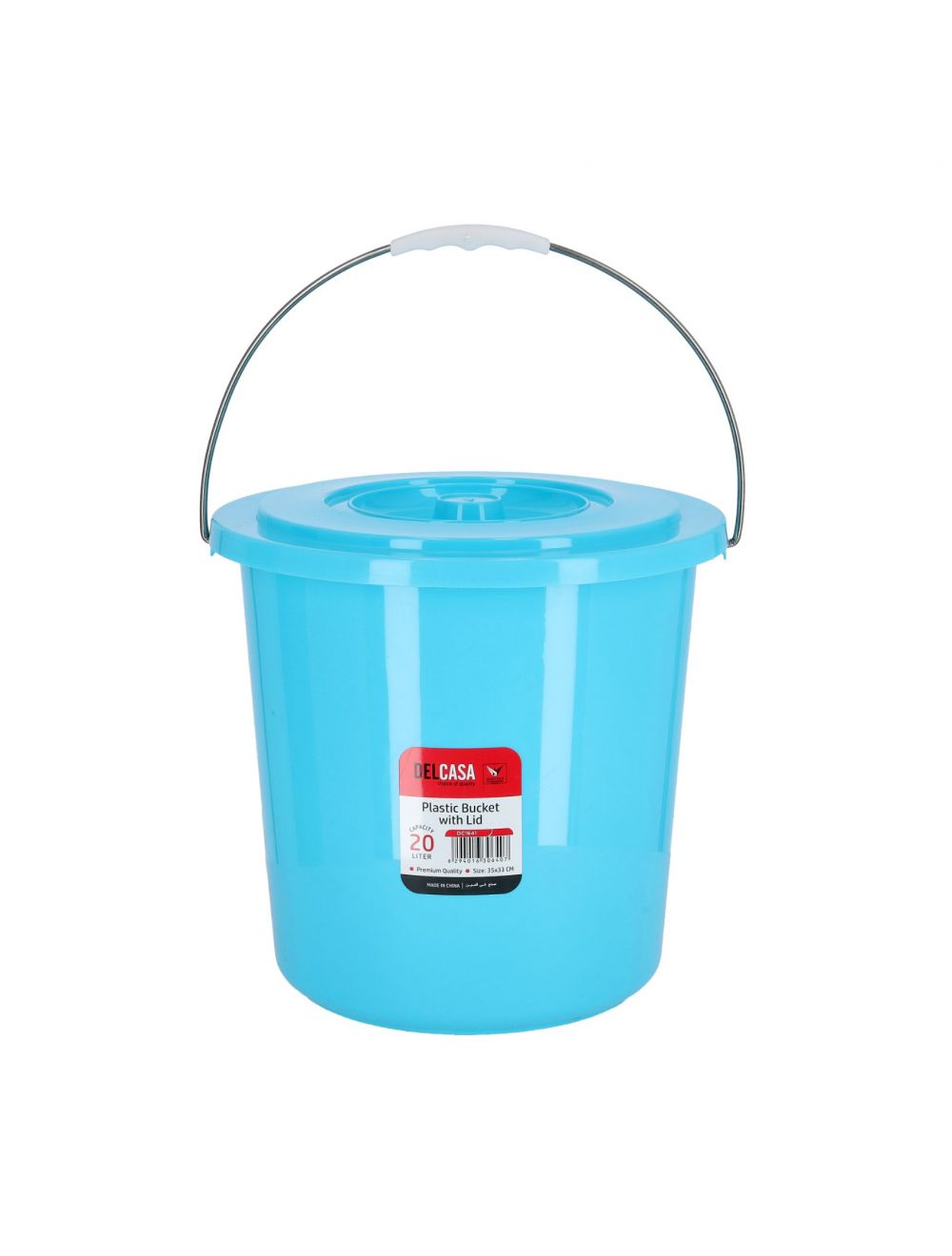 Delcasa 20Ltr Plastic Bucket with Lid - Strong Handle- Red- 20 Liter