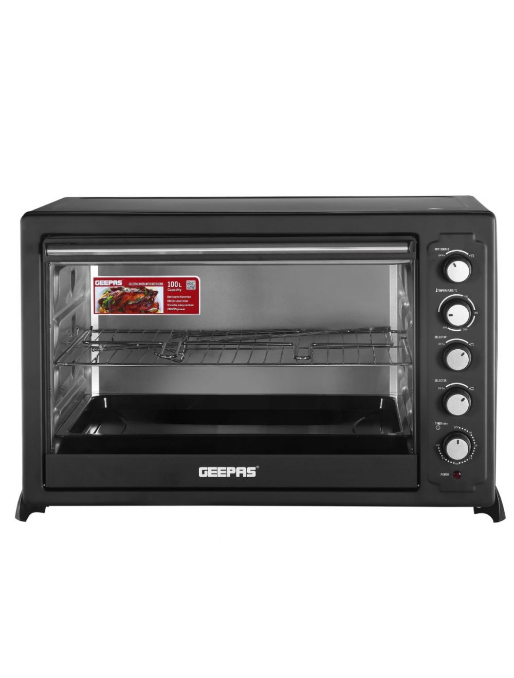 Geepas GO4402N Electric Oven with Convection and Rotisserie, 75L
