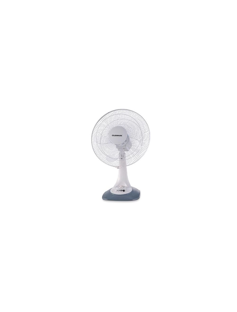 Olsenmark Table Fan, 16 Inch - Piano Switches - 3 Speed Setting - 120 Ribbed Grills, 5 Leaf ABS Transparent Blades