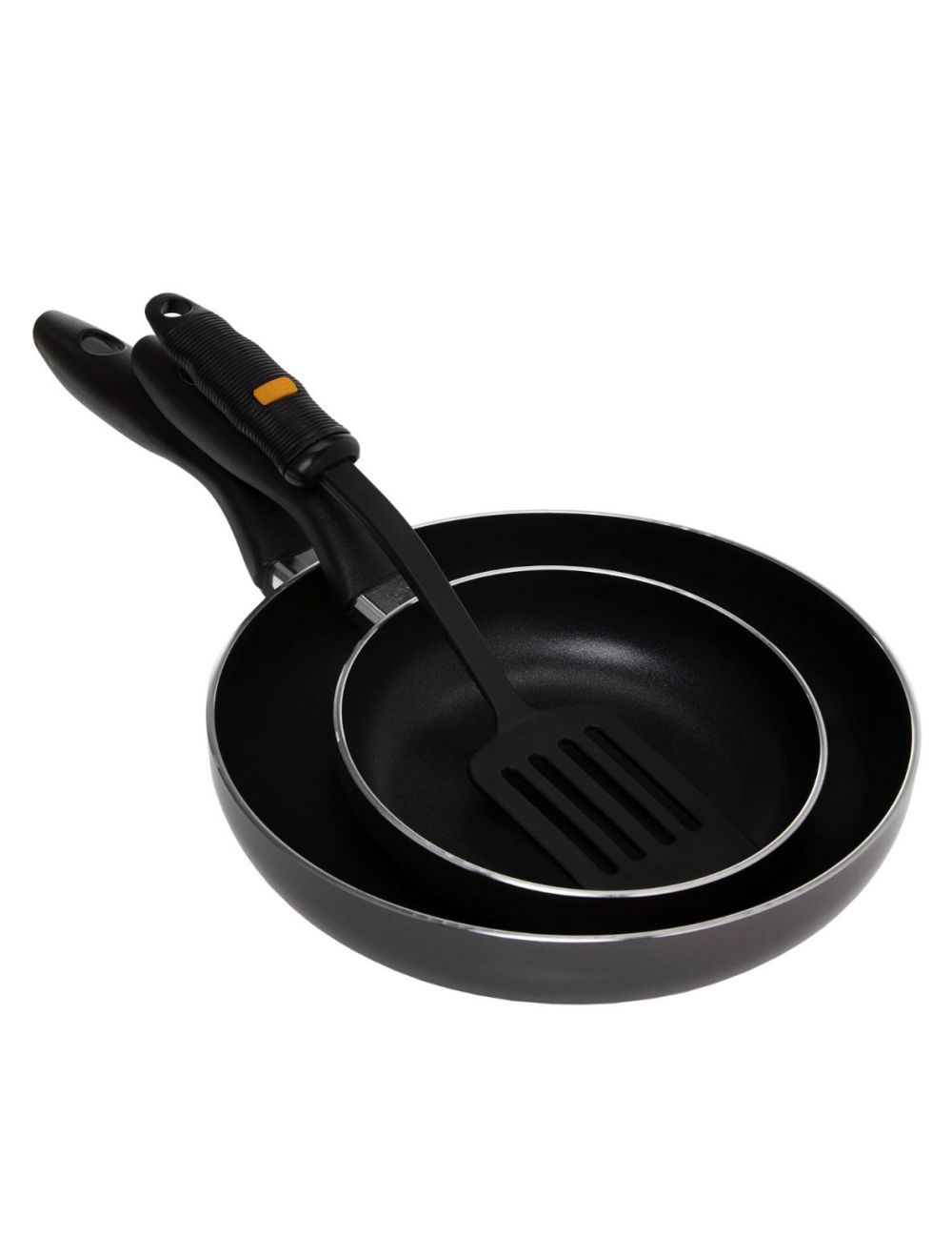 Royalford RF4126FP 2 Piece-Non-Stick Fry Pan Set With Slotted Turner, 18 cm, 26 cm