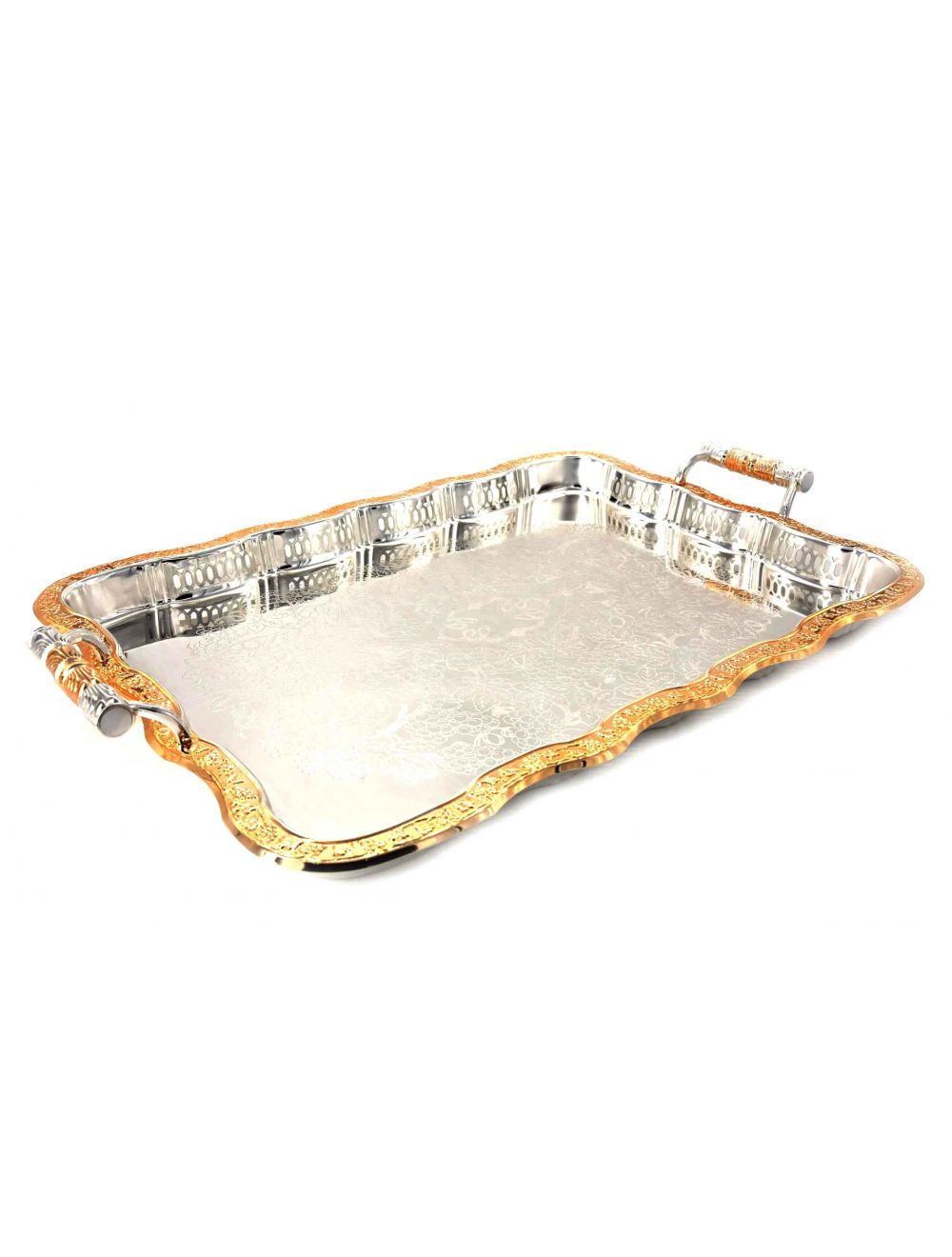 Serving Tray Acrylic Silver and Gold Design
