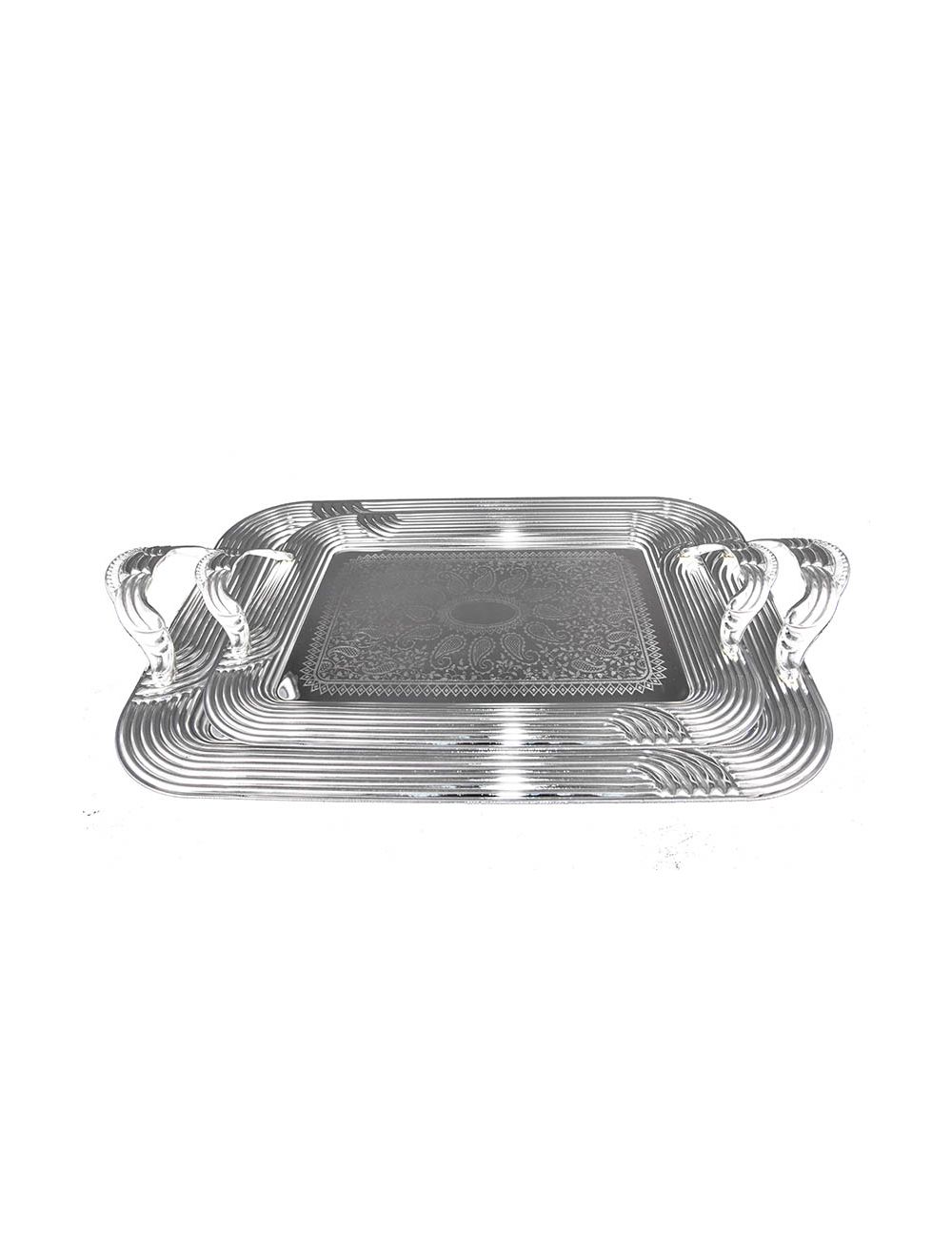 Serving Tray Acrylic Silver Plated Design 