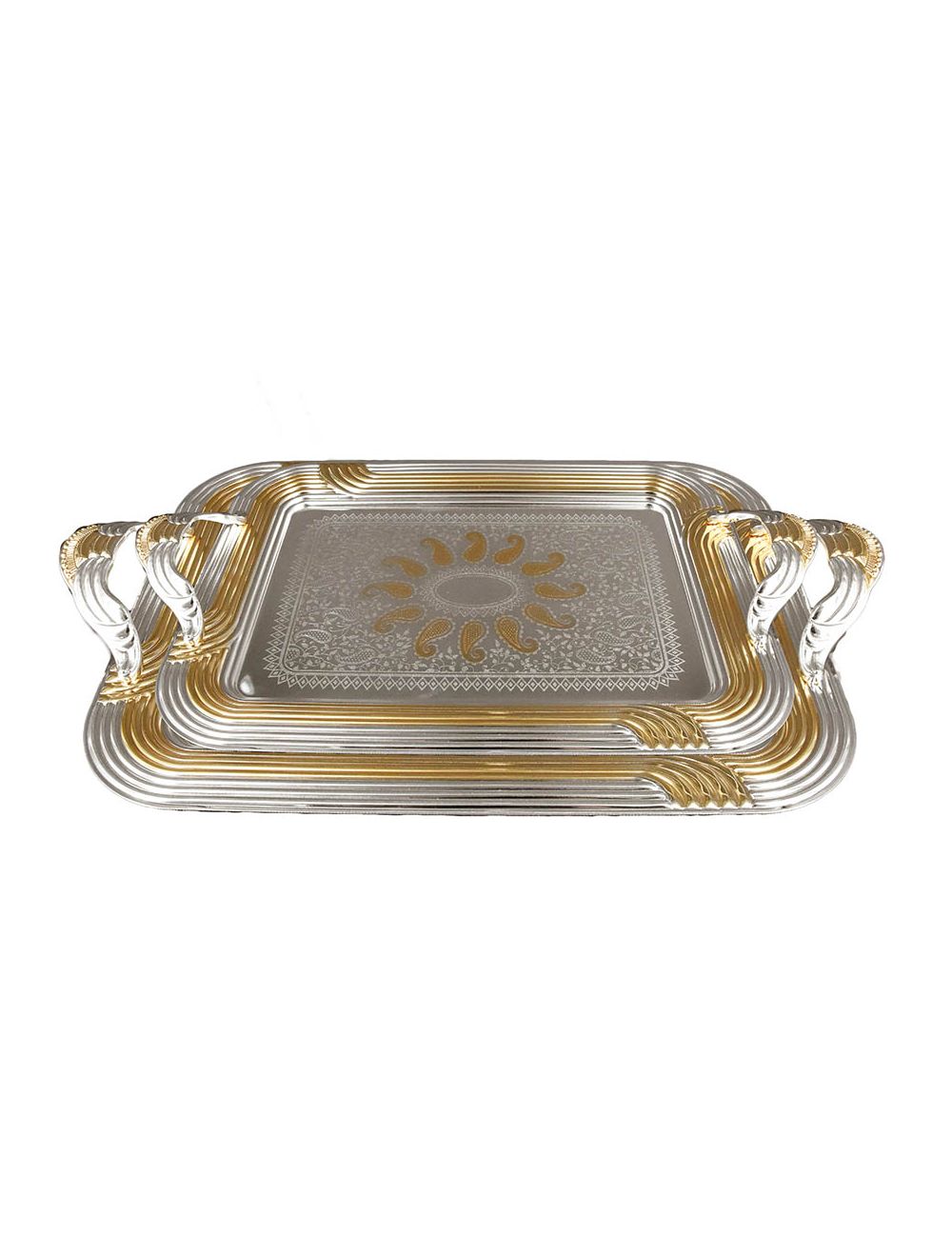 Serving Tray Acrylic Silver and Gold Plated Design 