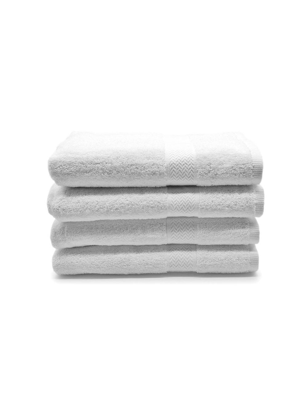 Rishahome 100% Cotton 4-Piece Bath Towel Set, Classic Collection, White  -14RHBTW064