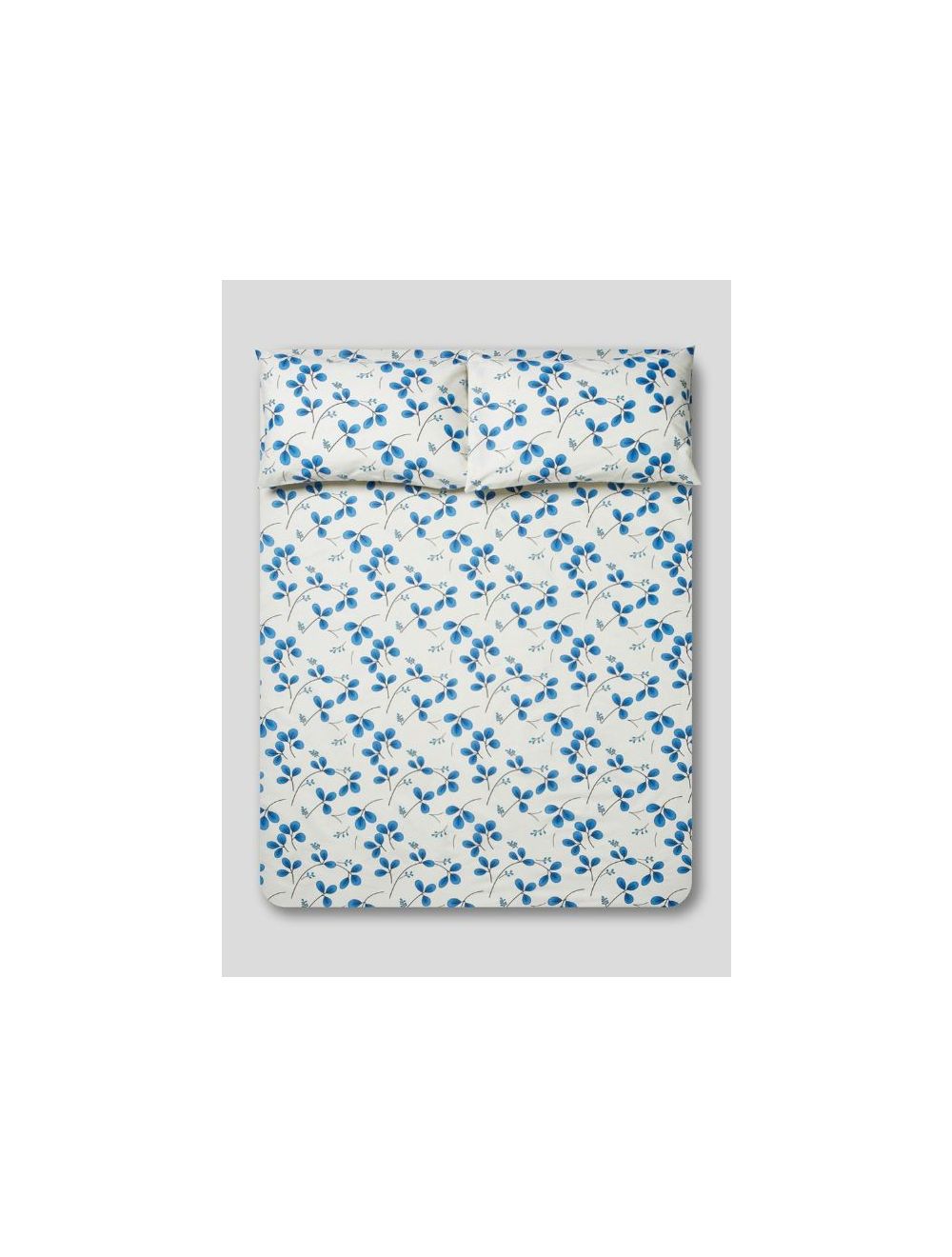 Rishahome 3- Piece Printed 180 TC Cotton Bedsheet Set Queen Size, Premium Collection ( 1 Bedsheet + 2 Pillow Cases)Blue Leaves-4BSPCQ1024