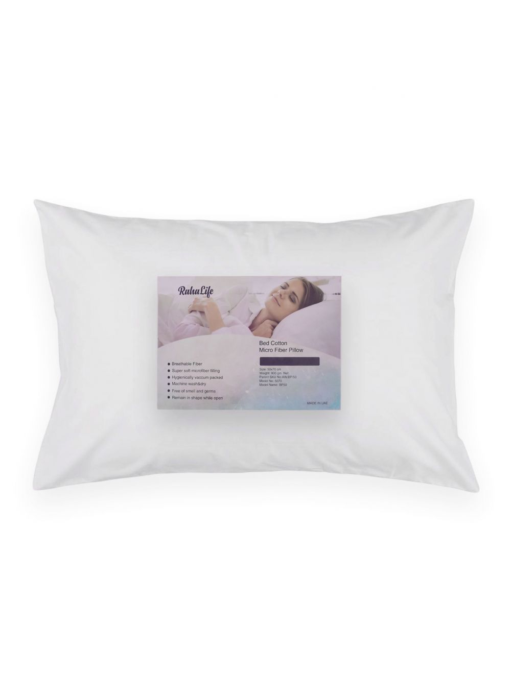 RahaLife Bed Pillow Cotton White 50x70 CM-AW/BP/50