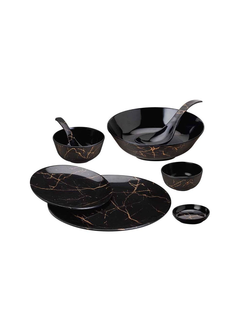 Dinewell Melamine Ultra Dinner Set Black 30pcs-DW8900-BLACK