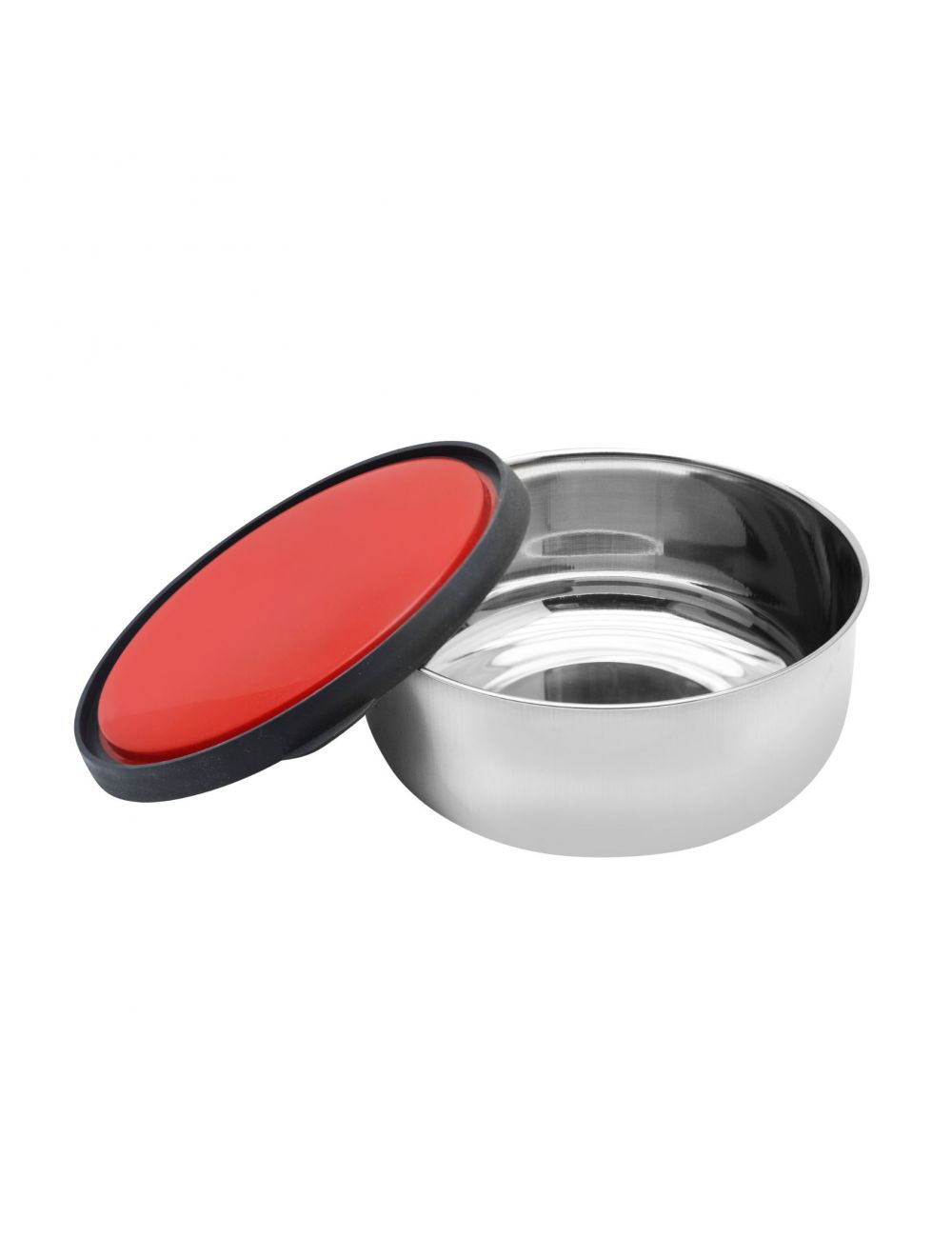 Raj Steel Storage Bowl With Red Plastic Lid  16 cm-PD0003