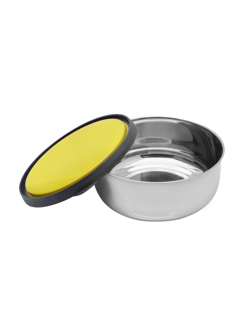 Raj Steel Storage Bowl With Yellow Plastic Lid  18 cm-PD0004