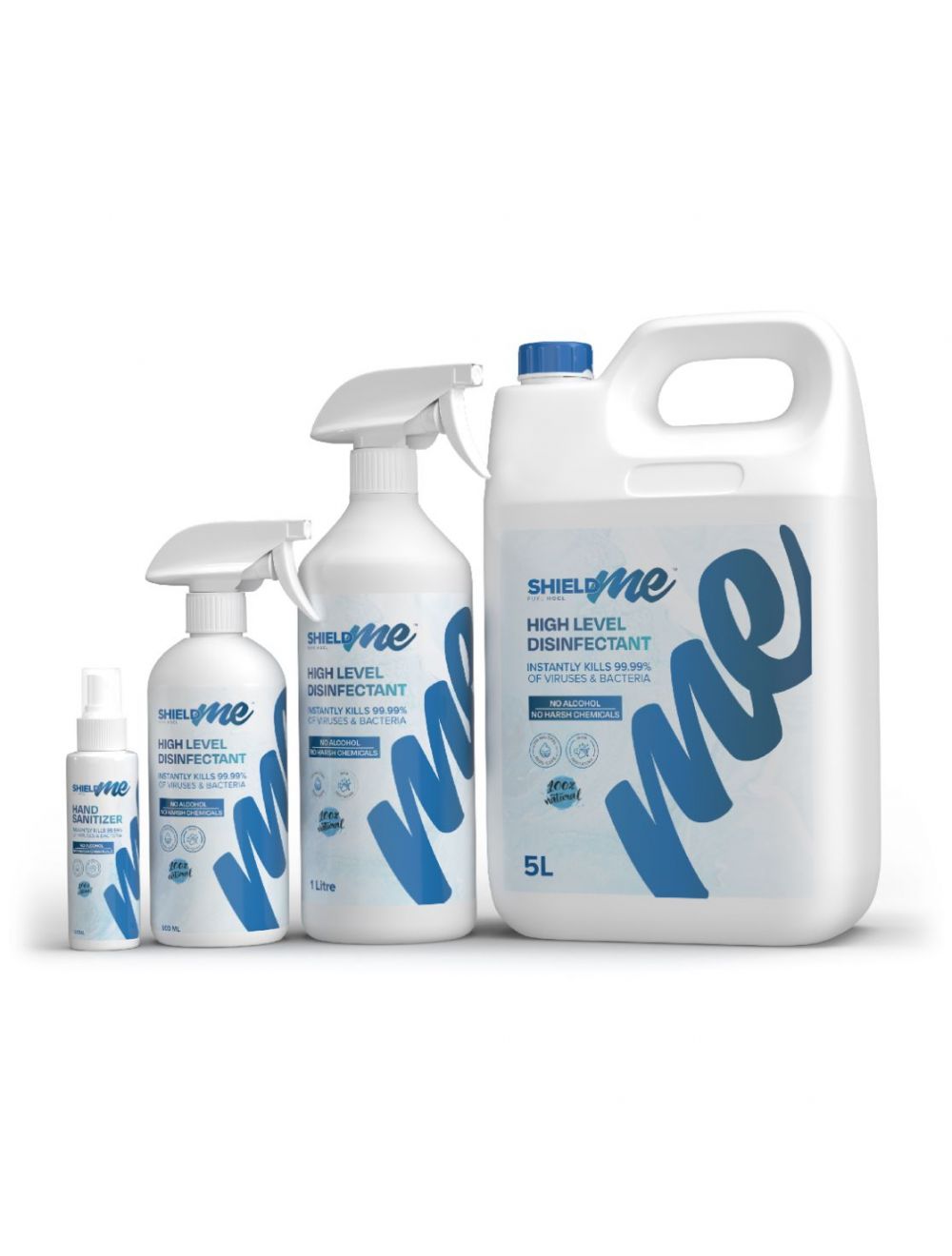 SHIELDme High Level Hand Sanitizer & Surface Disinfectant [Bundle Offer 100ML+500ML+1Litres+5Litres]-VJ-BROZ-A77B