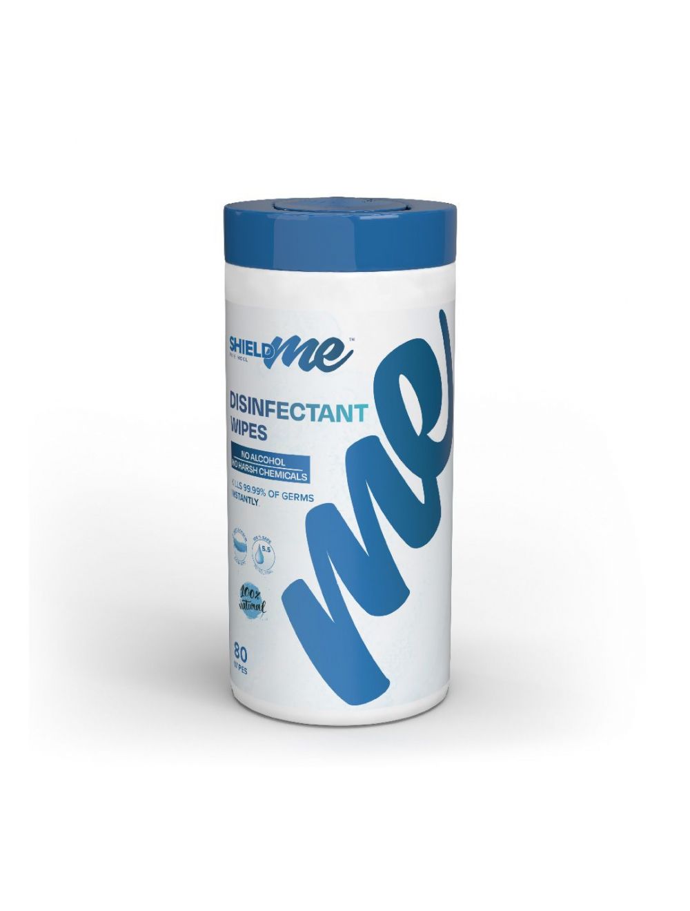 SHIELDme Disinfecting Wipes, 100% Natural - 80 Wipes - Cannister-XG-3DTX-XYPT