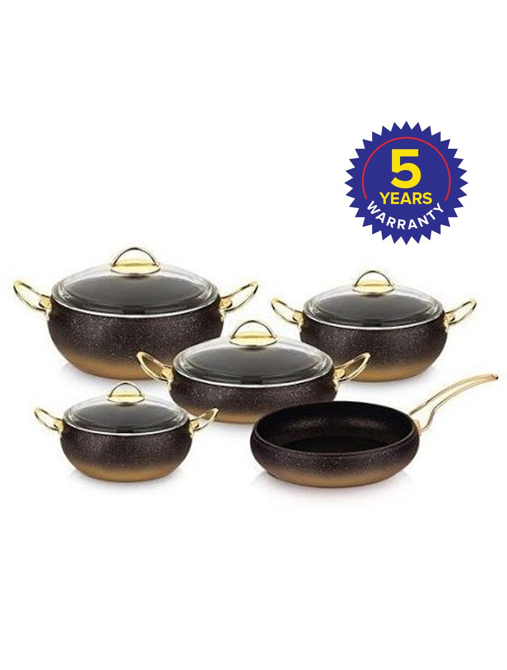 OMS 9 Pcs Black Gold Shape Granitec cookware set-3024 - Black Gold