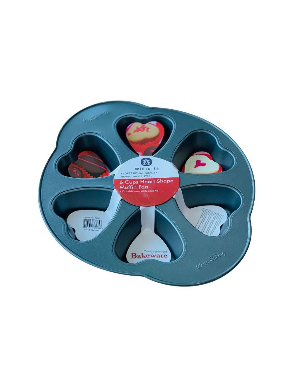 Wisteria N/S (40c) 6 Cups Heart Shape Muffin Pan-6 Cups Heart Shape Muffin Pan