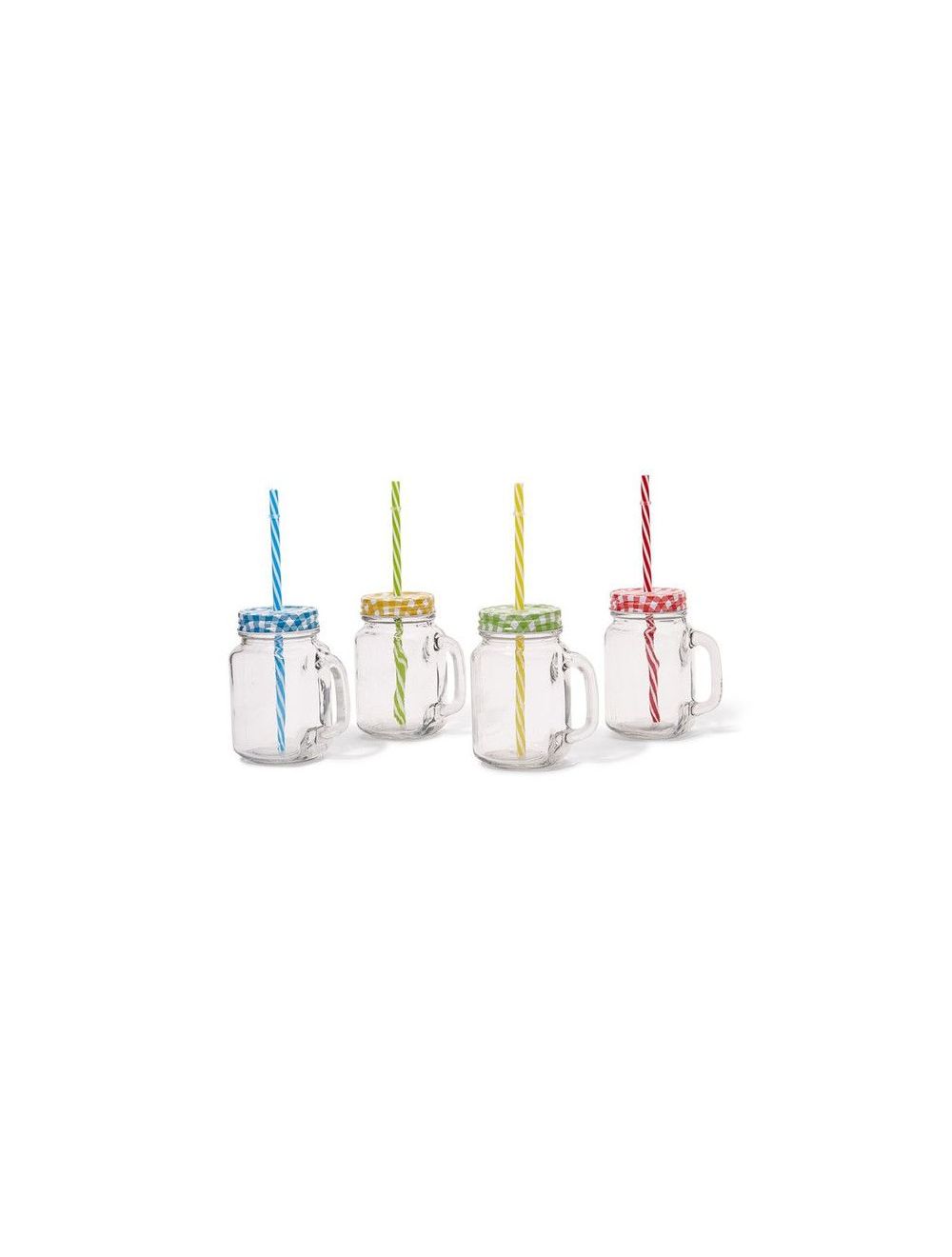 Orchid Glass Mason Jar Set With Straw 8 Pieces - Muti Color-yc150468