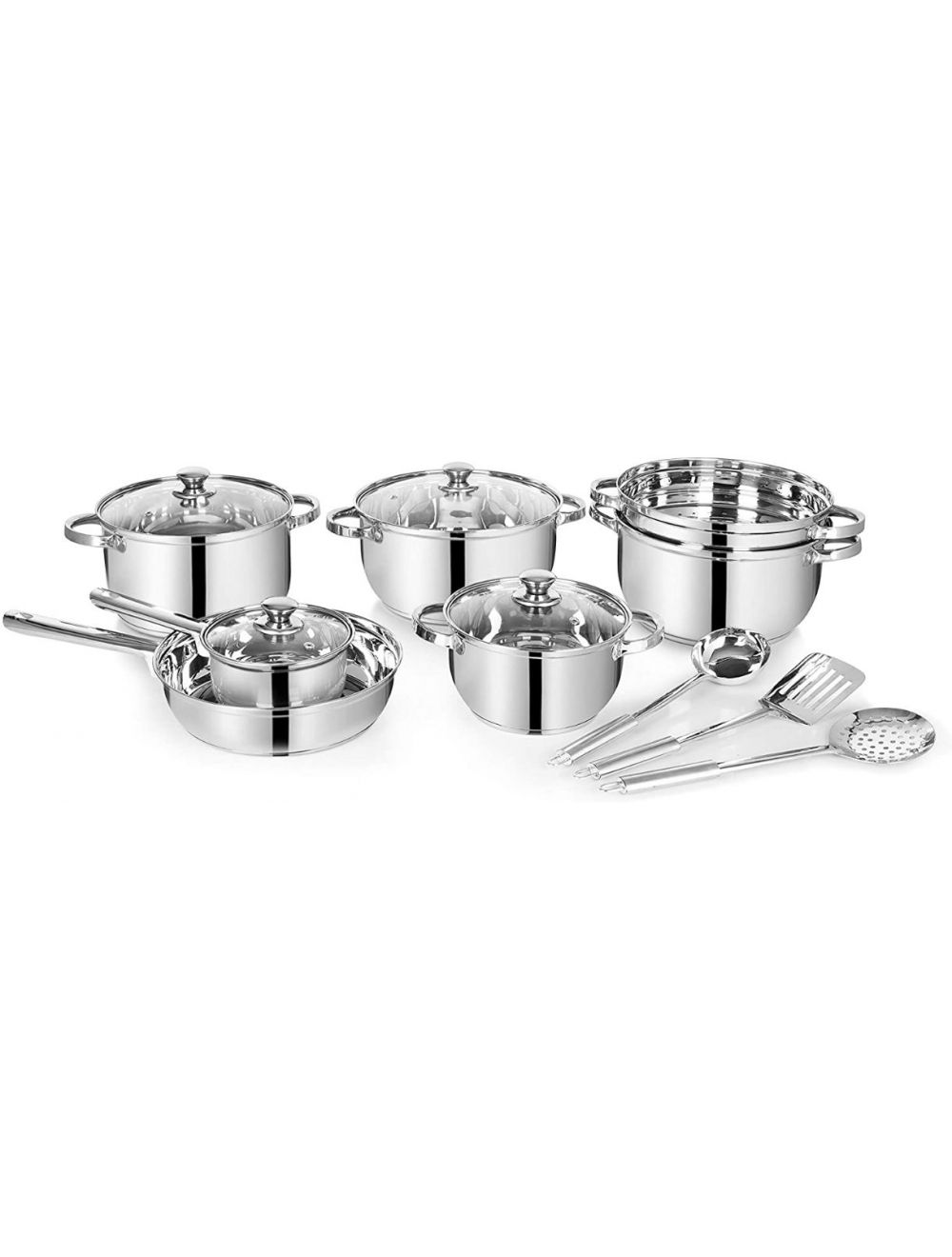 Classic Essentials Supreme Stainless Steel Cookware Set Silver 13-Piece-CE-SV13