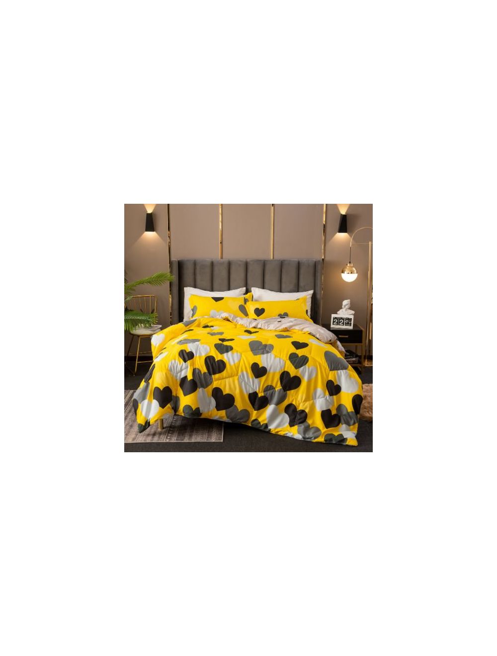 DEALS FOR LESS - Comforter Set Of 4 Pieces, Yellow Heart Design.-cft33-03