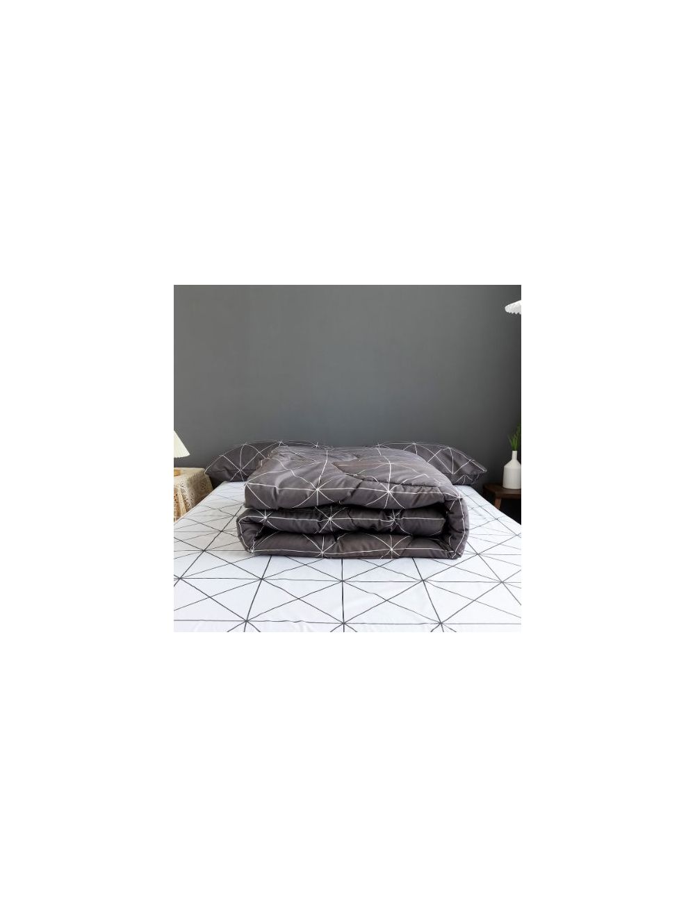 DEALS FOR LESS - Comforter Set Of 4 Pieces, Geometric Design Ash Grey Color-CFT41-04