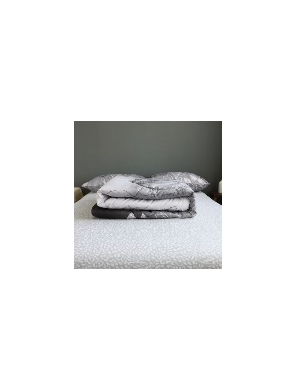 DEALS FOR LESS - Comforter Set Of 4 Pieces , Leaves Design Coal Grey Color-CFT41-07