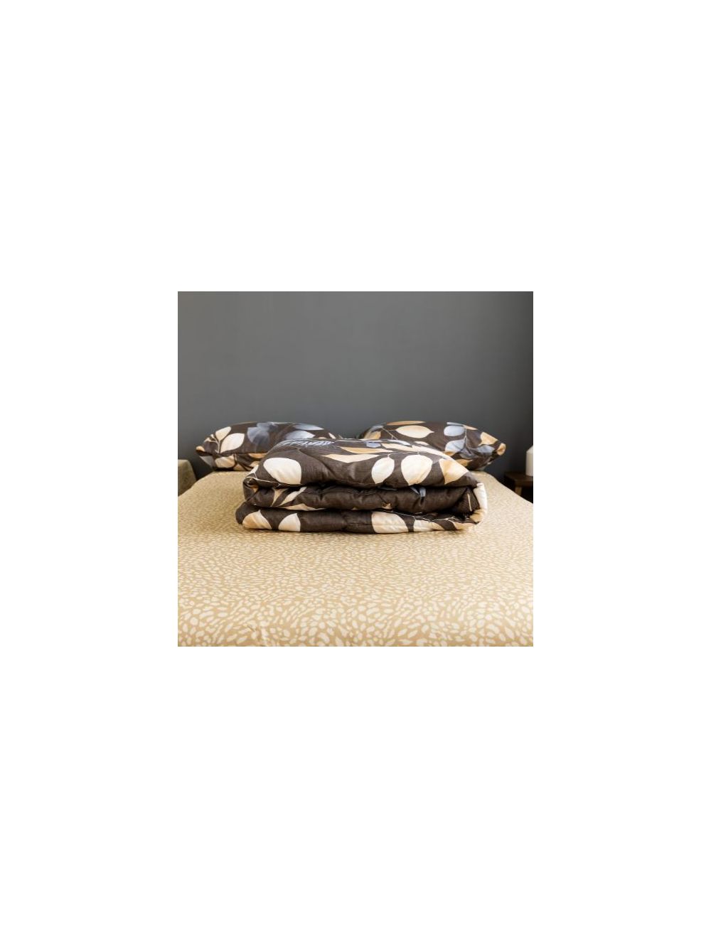 DEALS FOR LESS -  luna home -  Comforter Set of 4 Pieces, Leaves design anchor grey color (1 Comforter + 1 Flat sheet + 2 Large pillow case-CFT42-05
