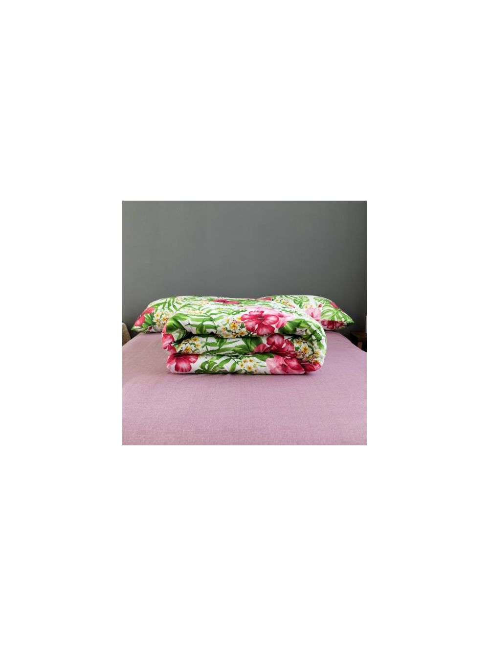 DEALS FOR LESS -  luna home - Comforter Set of 4 Pieces, Flower & leaves design green color (1 Comforter + 1 Flat sheet + 2 Large pillow case-CFT42-08