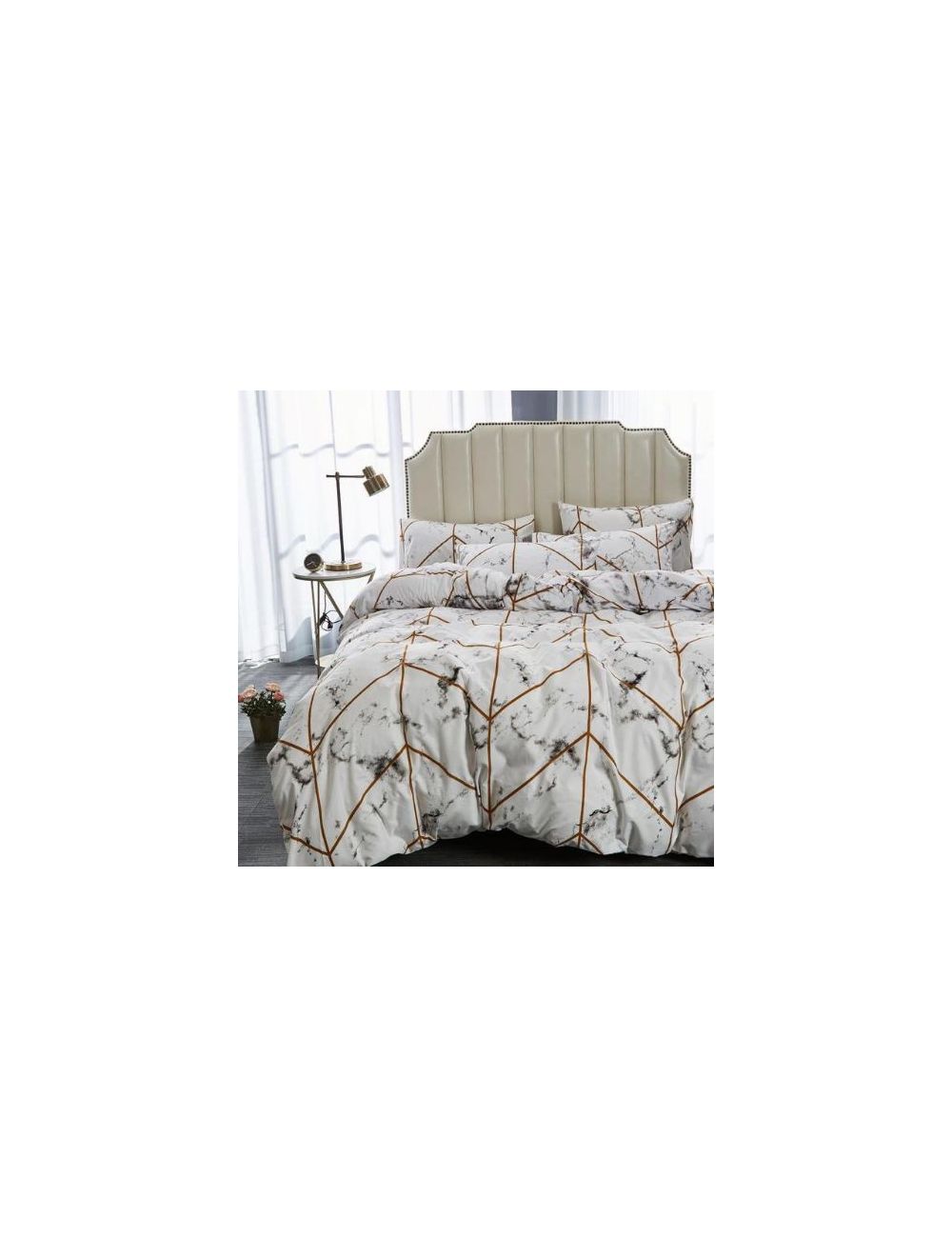 DEALS FOR LESS - Queen/double Size, Duvet Cover, Bedding Set Of 6 Pieces, Marble Design, 1 Duvet Cover + 1 Bedsheet + 4 Pillow Covers.-hz22-02d