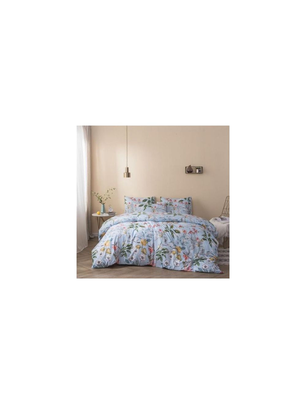 DEALS FOR LESS - Queen/double Size, Duvet Cover, Bedding Set Of 6 Pieces,  Blue Floral Design, 1 Duvet Cover + 1 Bedsheet + 4 Pillow Covers.-hzaa2-06d