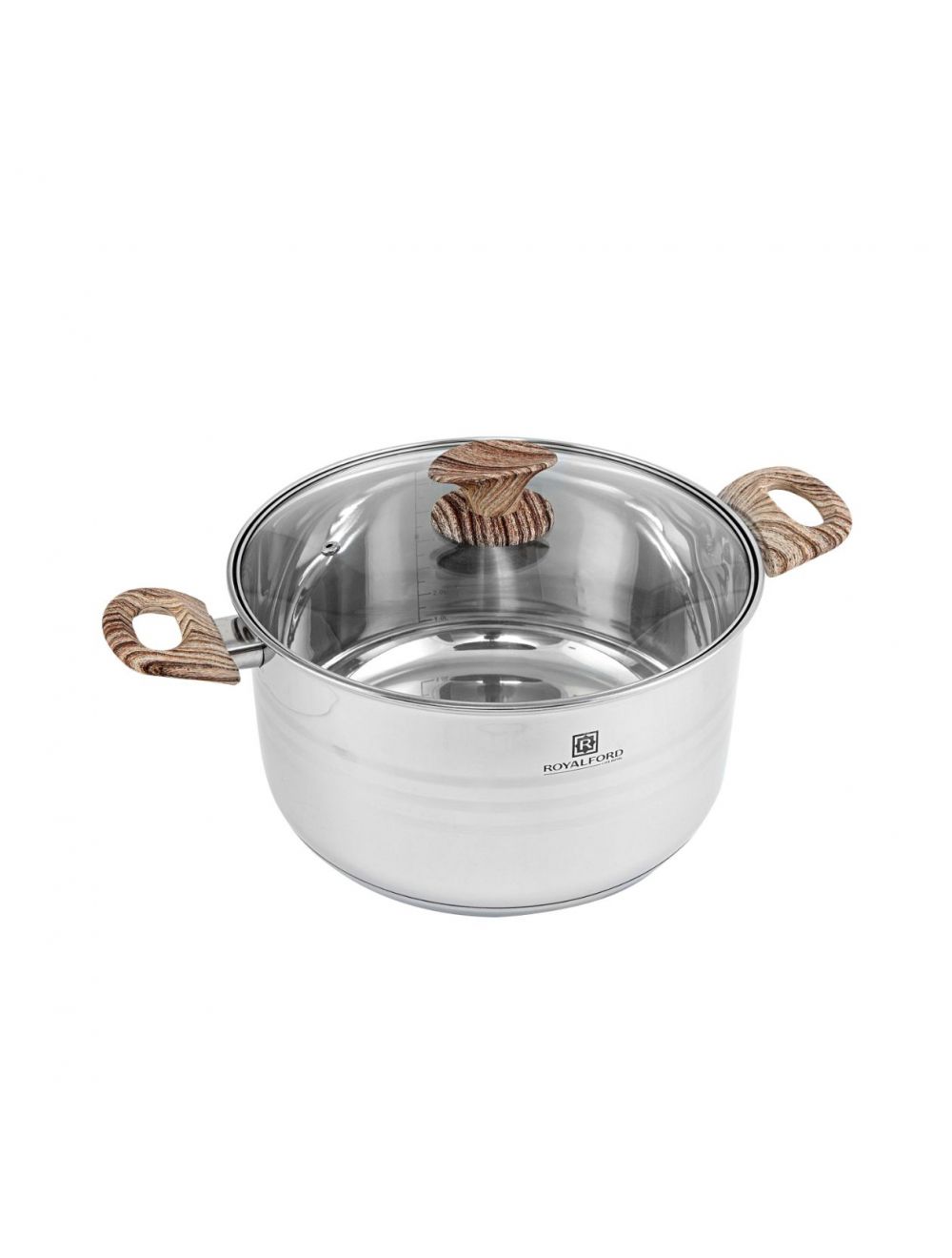 Royalford RF8547 22cm Stainless Steel Casserole with Glass Lid