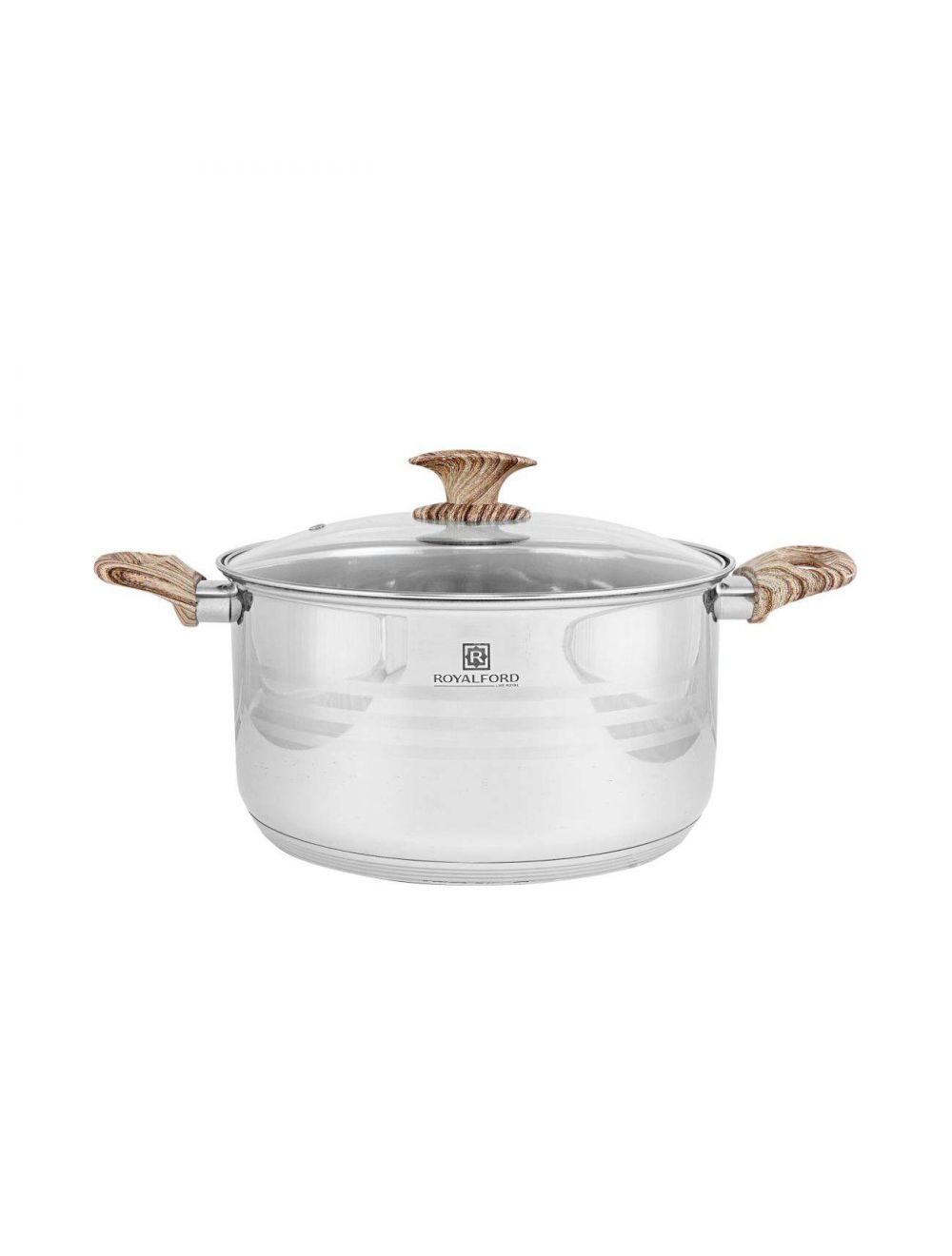 Royalford RF8548 24cm Stainless Steel Casserole with Glass Lid