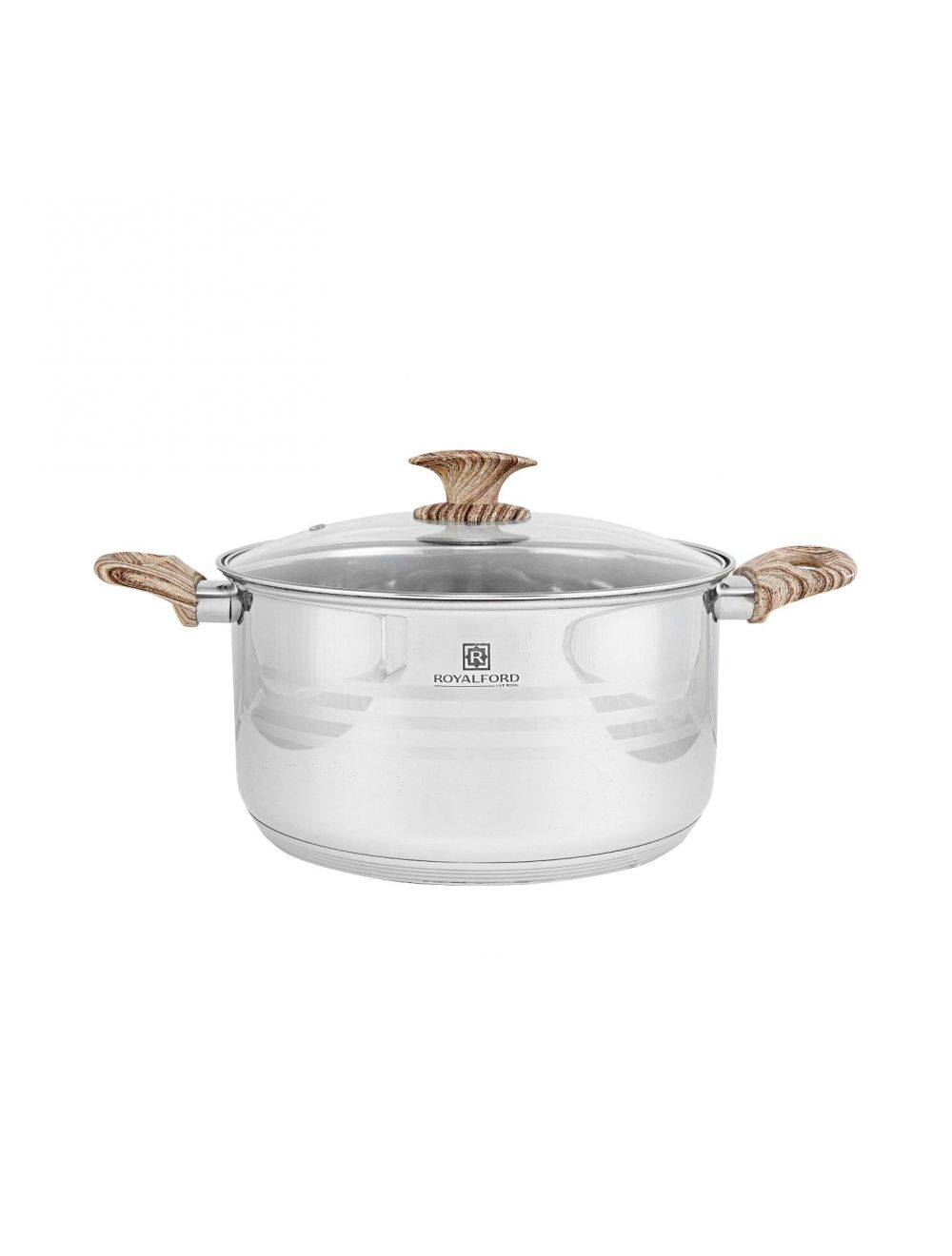 Royalford RF8549 26cm Stainless Steel Casserole with Glass Lid