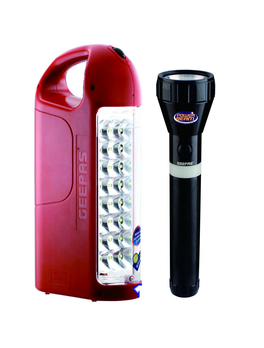 Geepas Torch GEFL4629 2-in-1 24 Pieces LED Emergency Lantern & 211MM Flashlight Combo