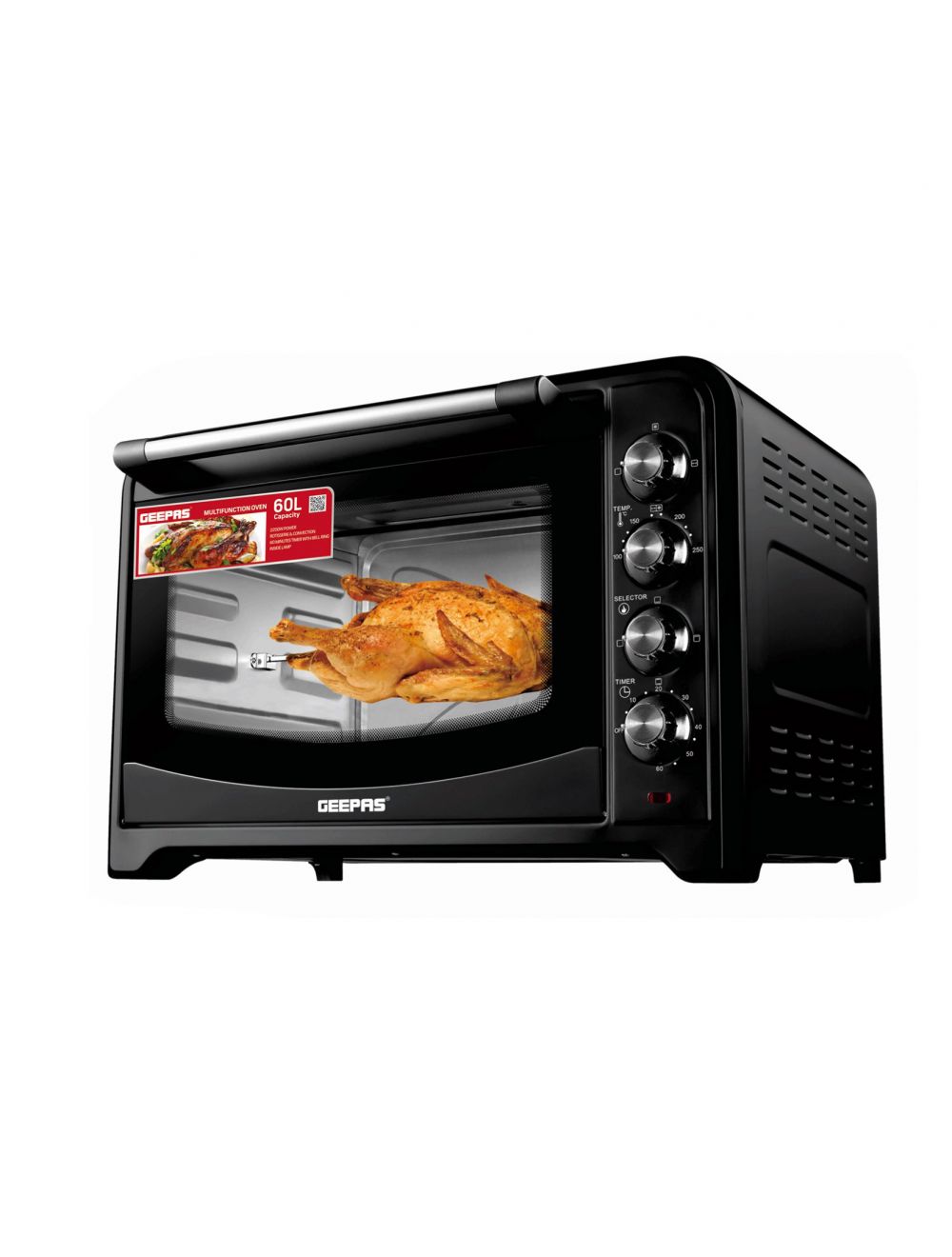 Geepas GO4401N 55L Electric Oven with Convection and Rotisserie, Black