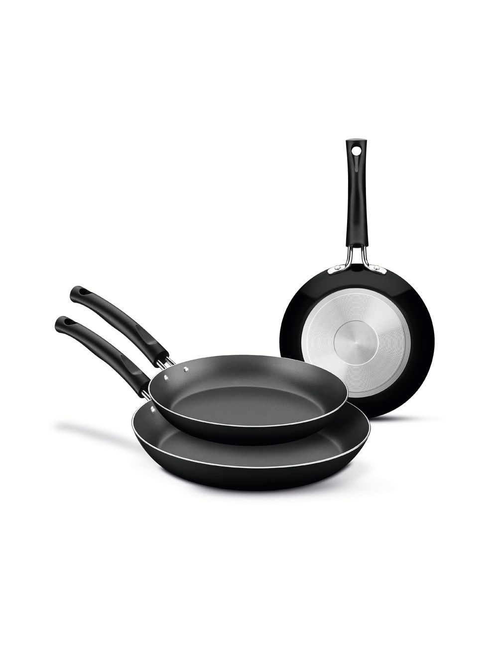 Tramontina 3-Piece Black Aluminum Frying Pan Set - 20 cm, 24 cm & 26 cm