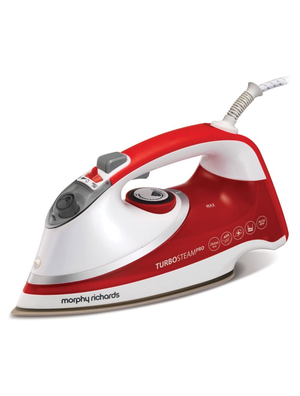 Morphy Richards 2800w Turbosteam Pro Pearl Ceramic Steam Iron Red-303124