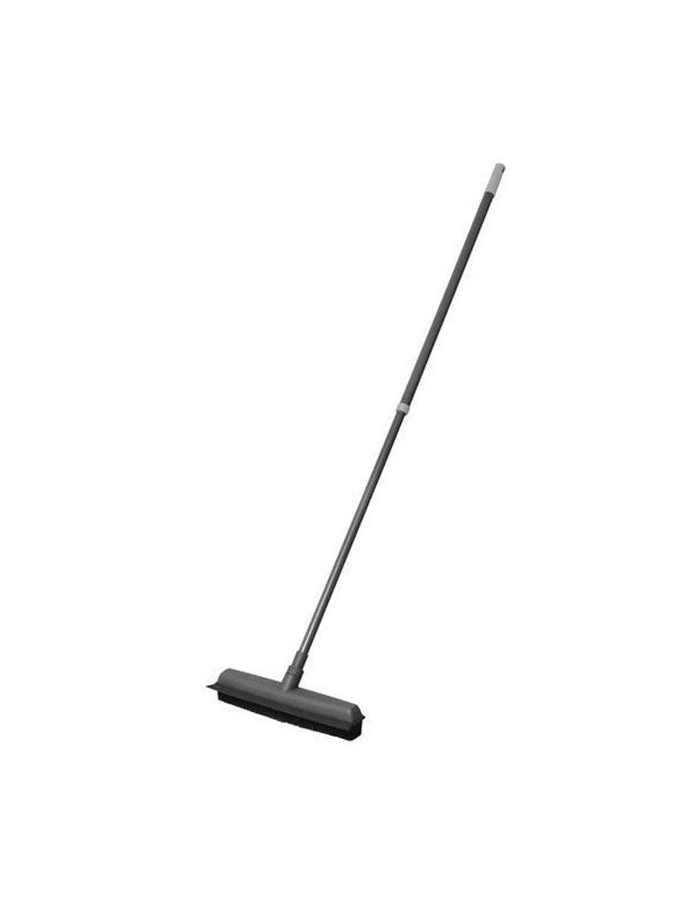 Rubber Broom With Handle Metallic Gray