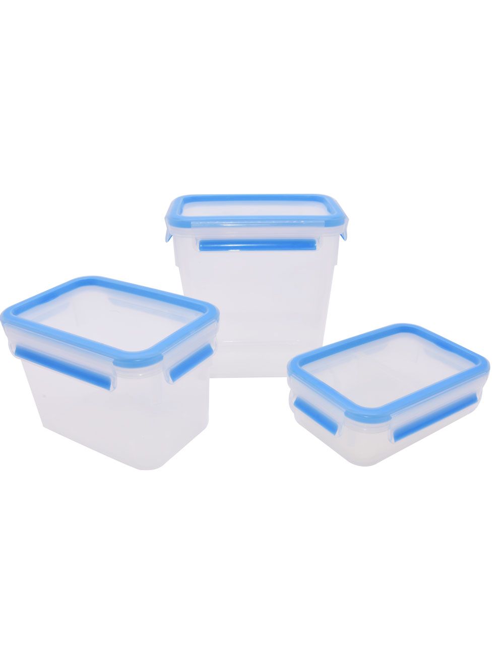 Storage Container Set Clip & Close - Blue/Transparent 4pc 0.55L, 1.1L ,1.6L