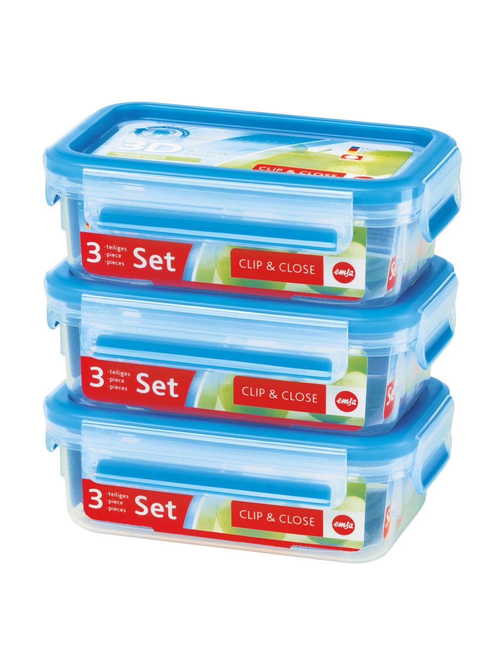 Clip & Close Stacking Boxes 3Pc 0.55L