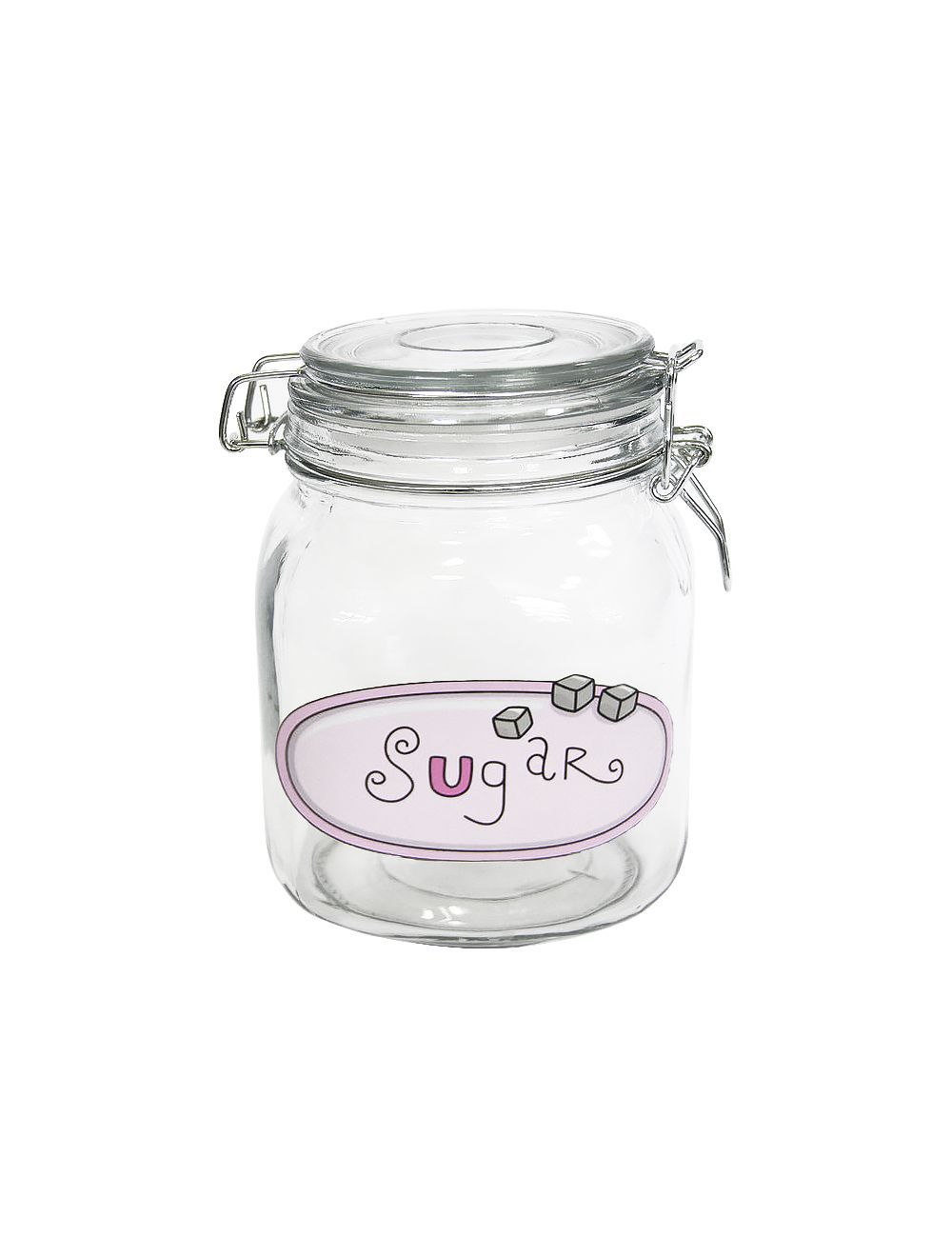 Orchid Square Glass Canister Sugar 1L