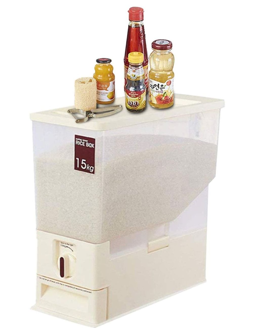 Orchid Rice Dispenser (15 Kg), Transparent Food Container Bin -