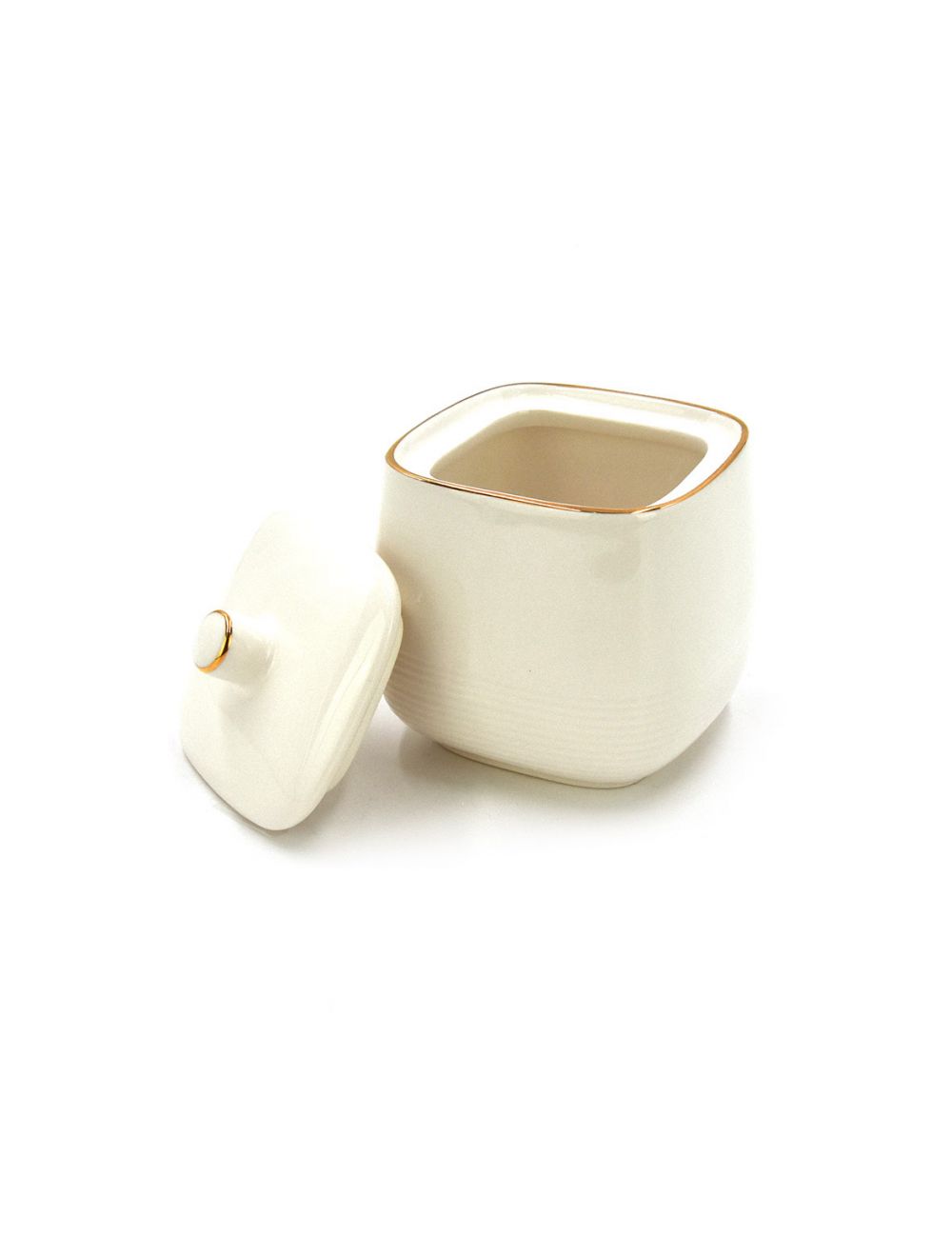 Sugar Bowl With - Gold /White Line with Cover