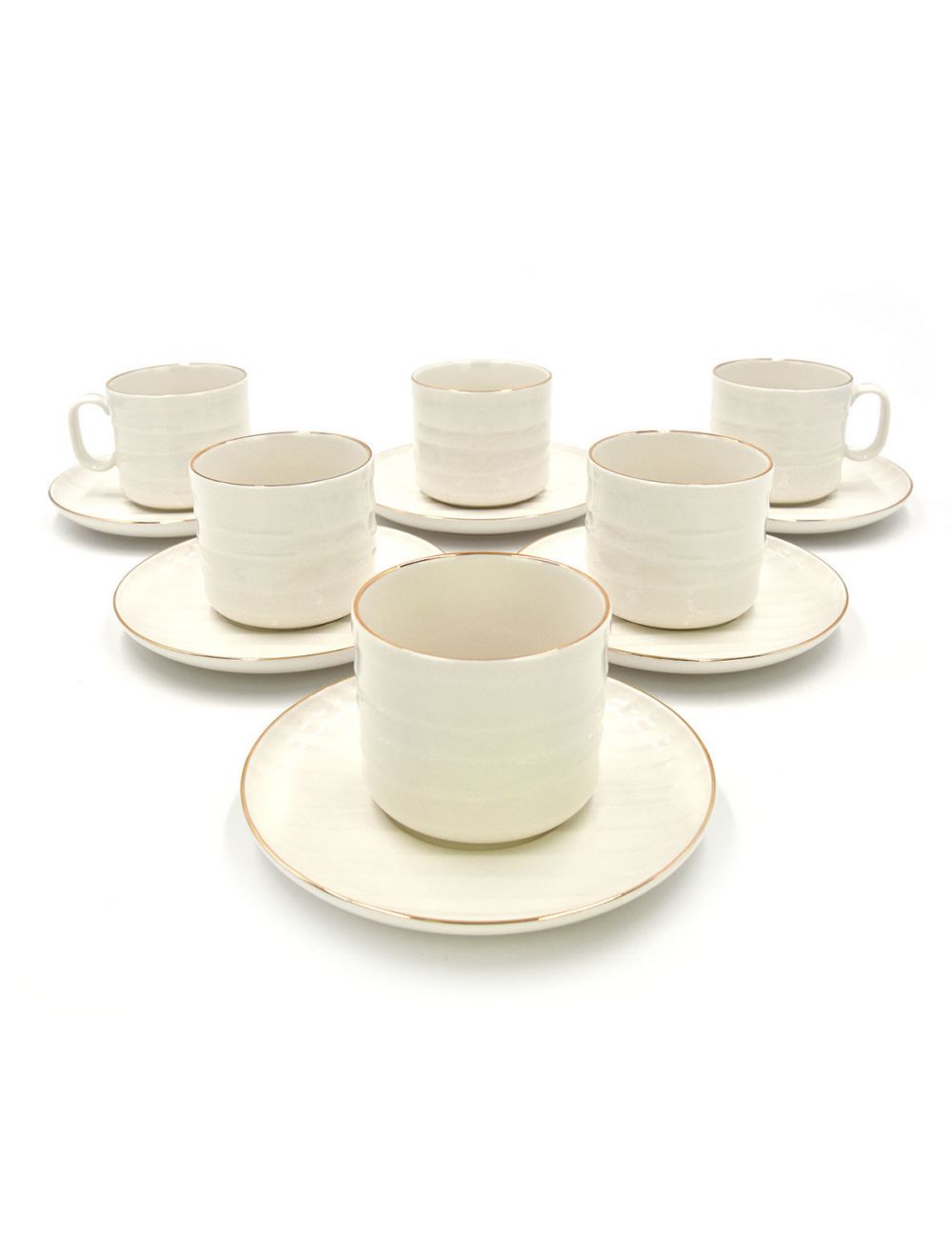 Qualitier Tea Cup and Saucer 12 Pieces Set White/Gold 180 ml
