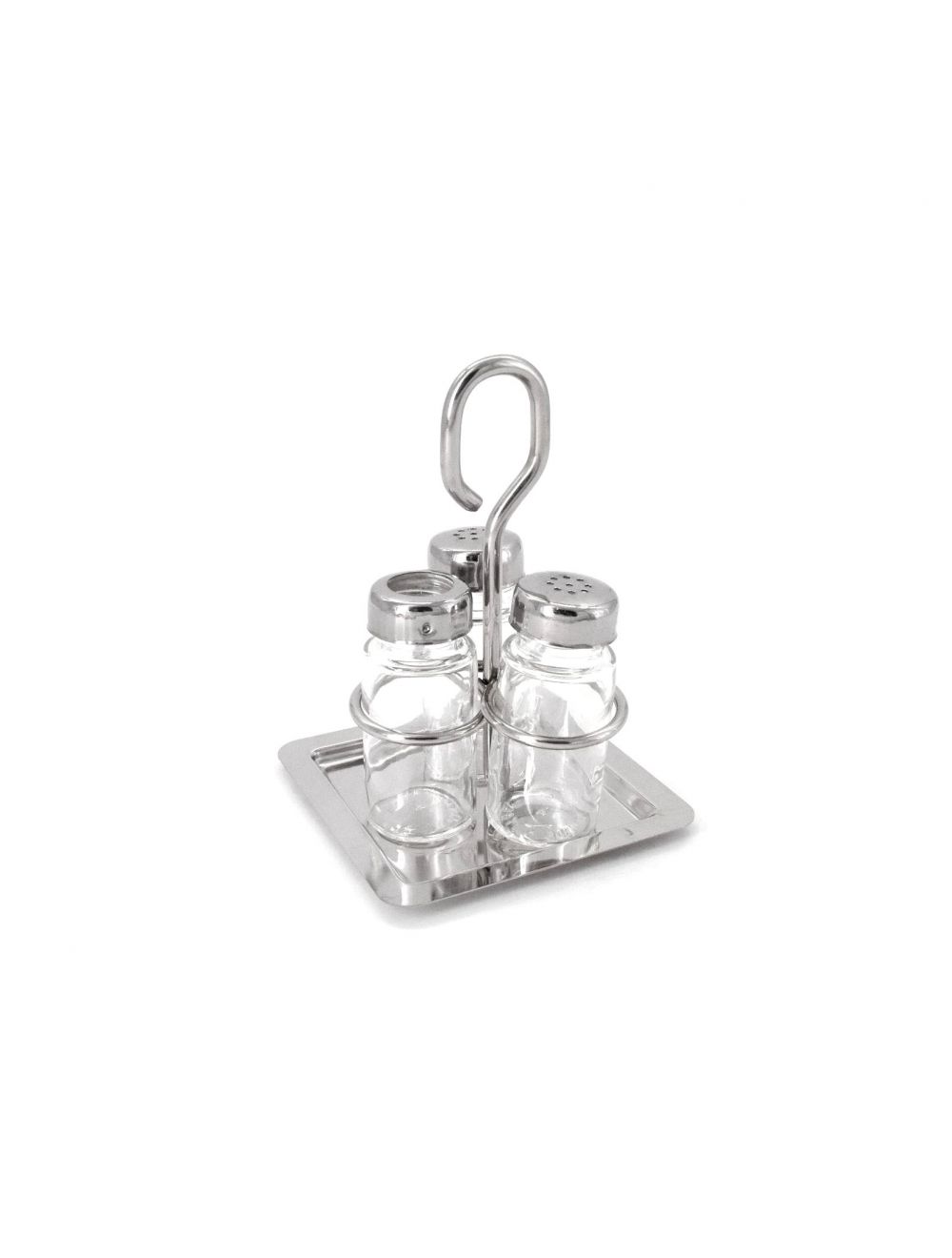 Condiment With Steel Holder 3 Pieces
