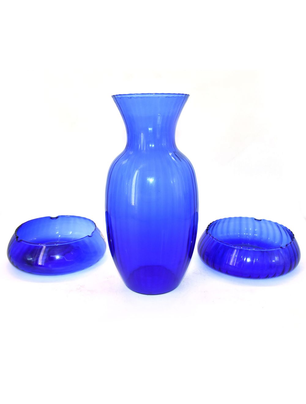 Flower Vase With Ashtray Blue