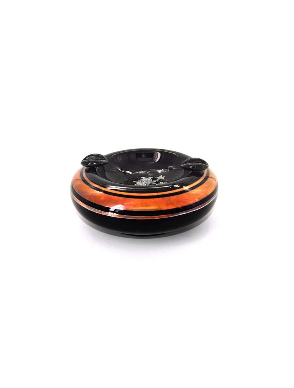 Ashtray Black With Brown Colored Round Design