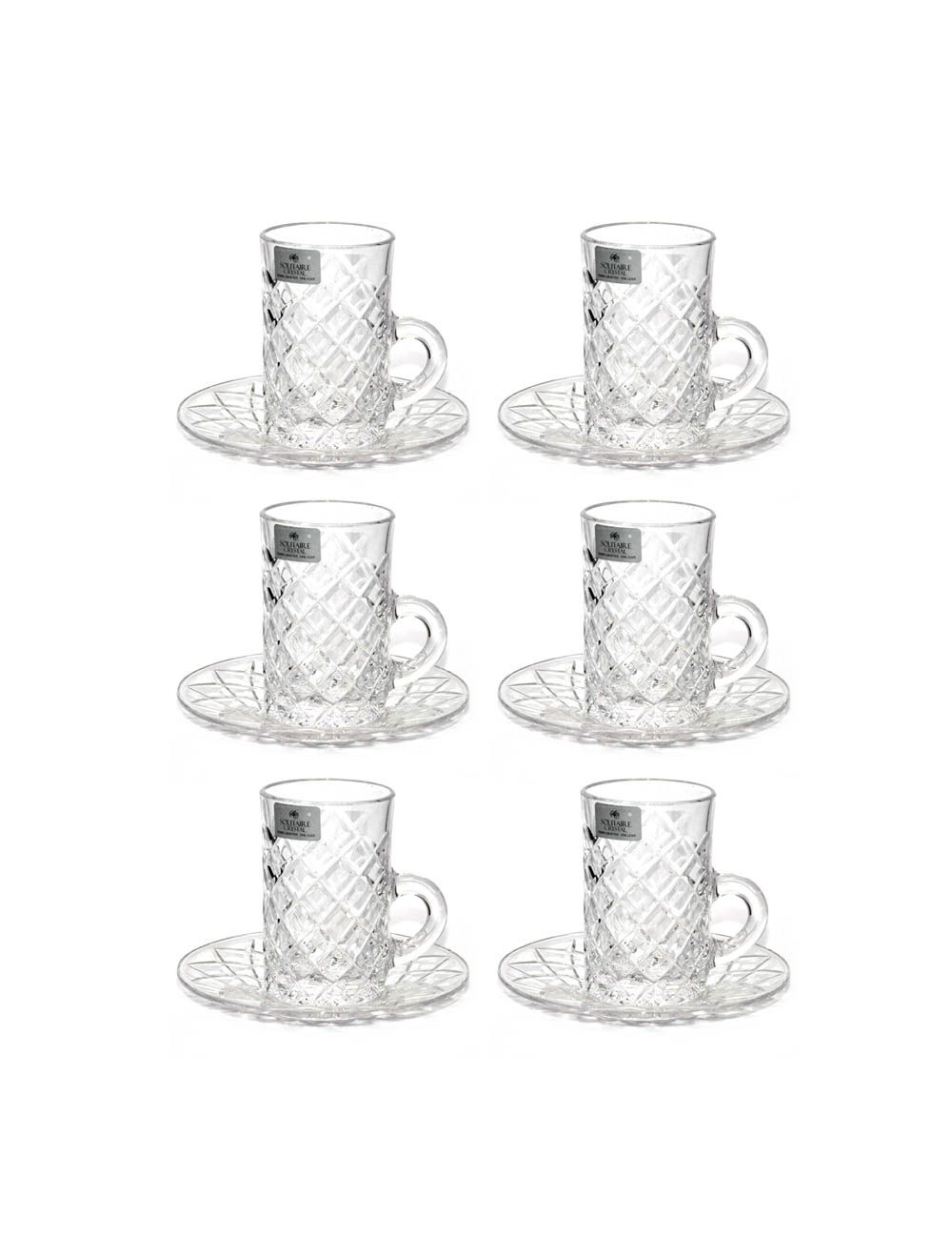 Solitaire 12-Piece Estican Tea Cups and Saucer Set Diamond