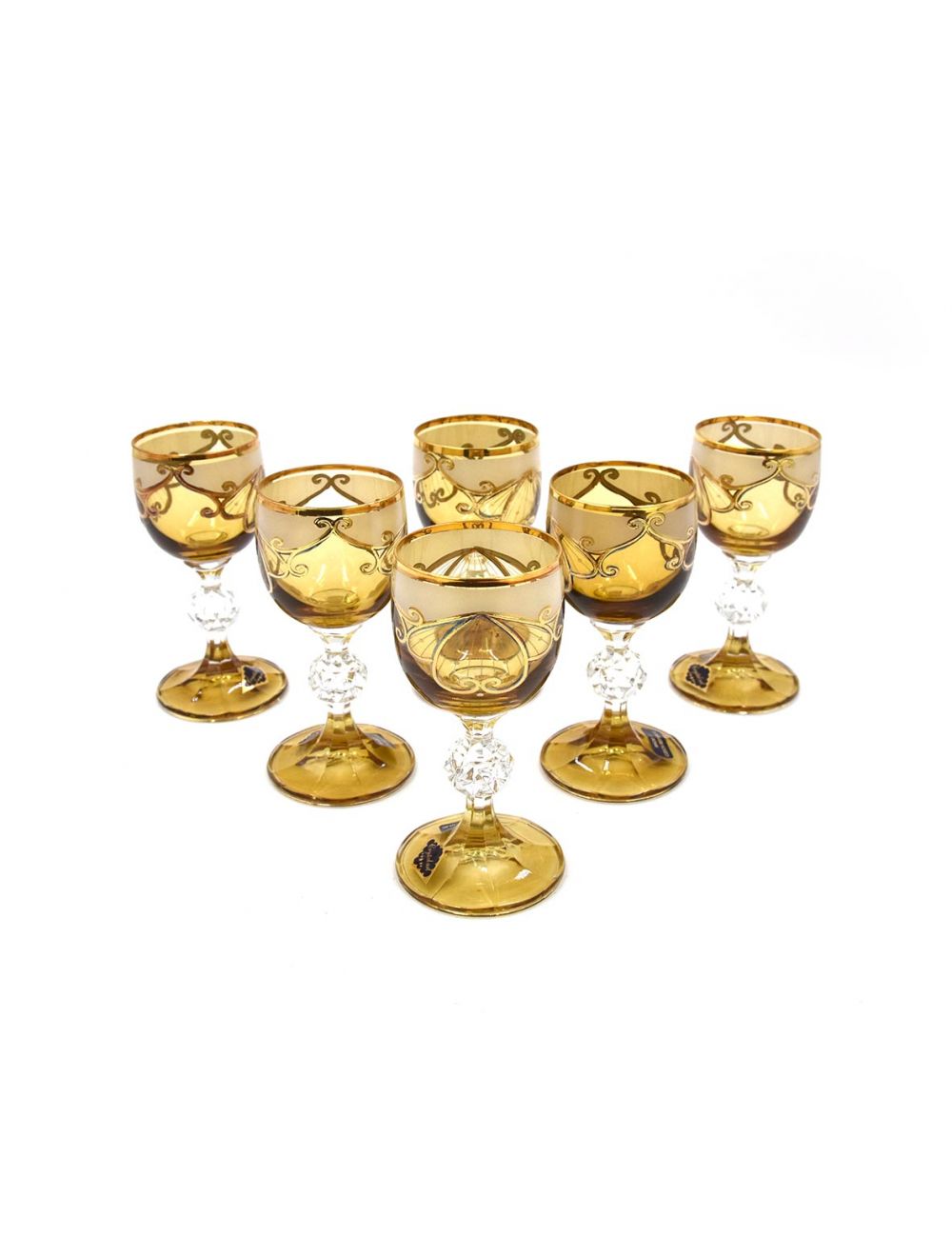 Beautiful Set of 6 Transparent-Gold Glassware 50 ml