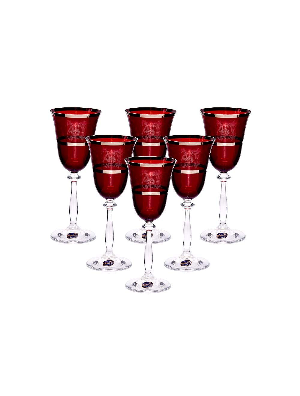 Set of 6 Bohemia S/P Stemware Red Glass 185 ml
