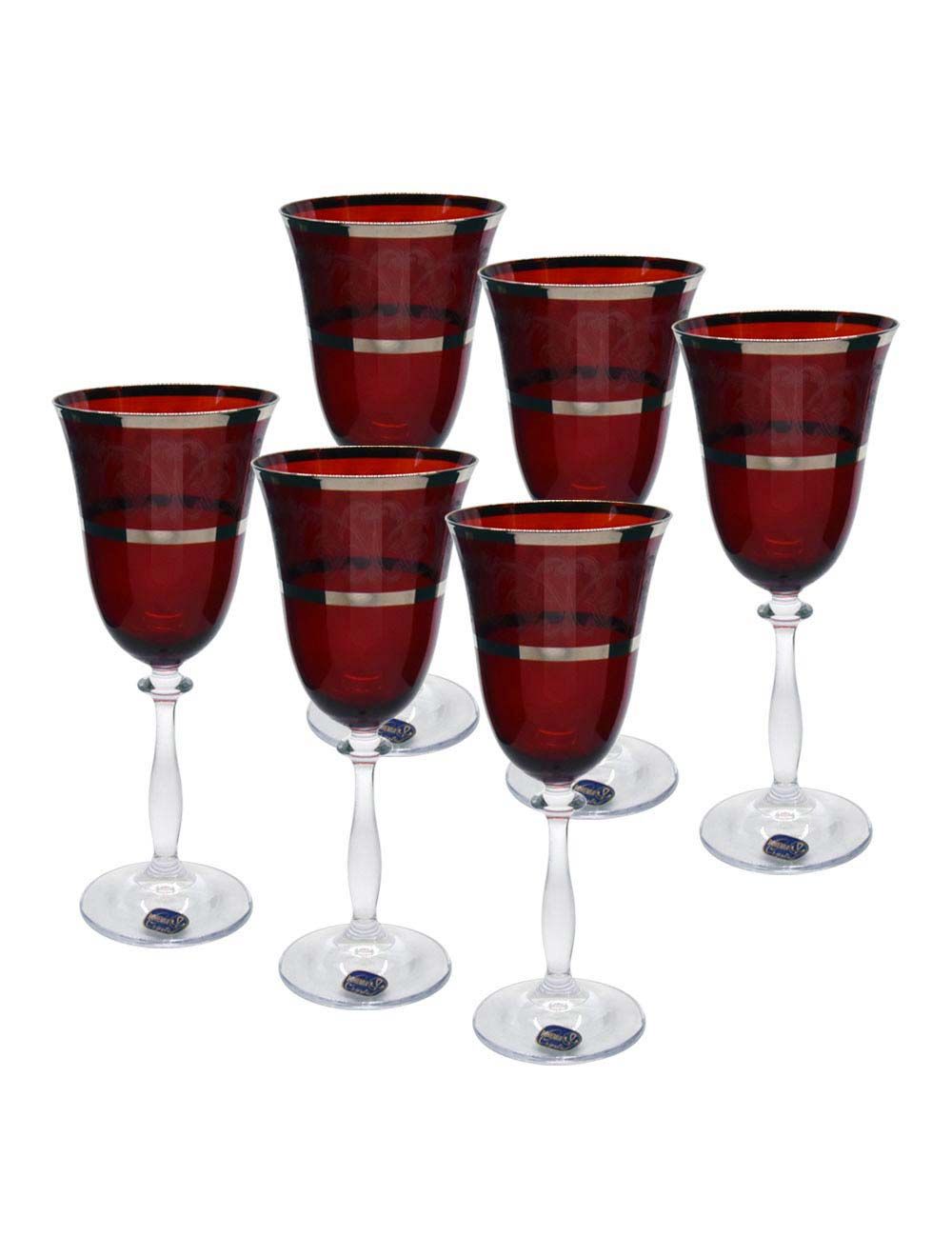Set of 6 Bohemia Stemware Red Glass 250 ml