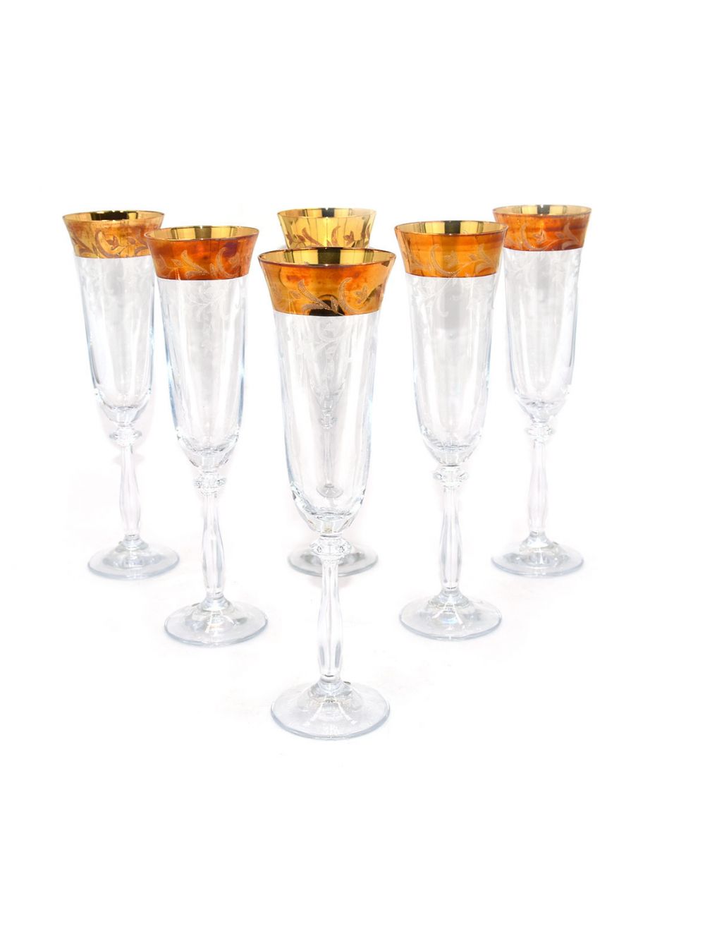 Bohemia 6 Pieces Gold Plated 190 ml Flute Glass