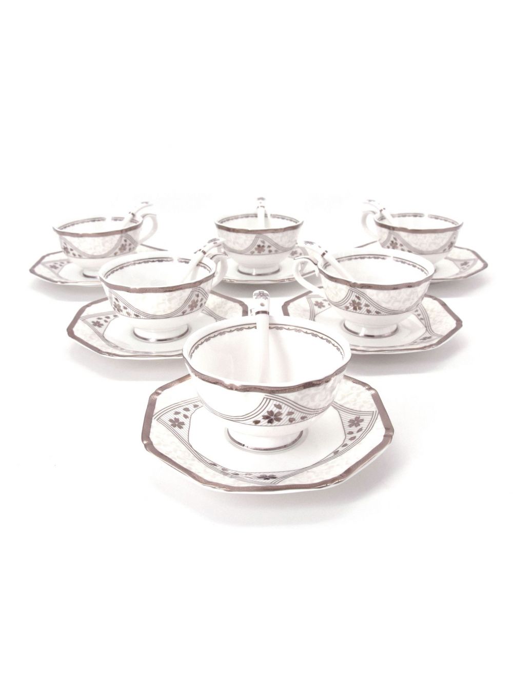 Tea Cup, Saucer and Spoon 18 Pieces Set